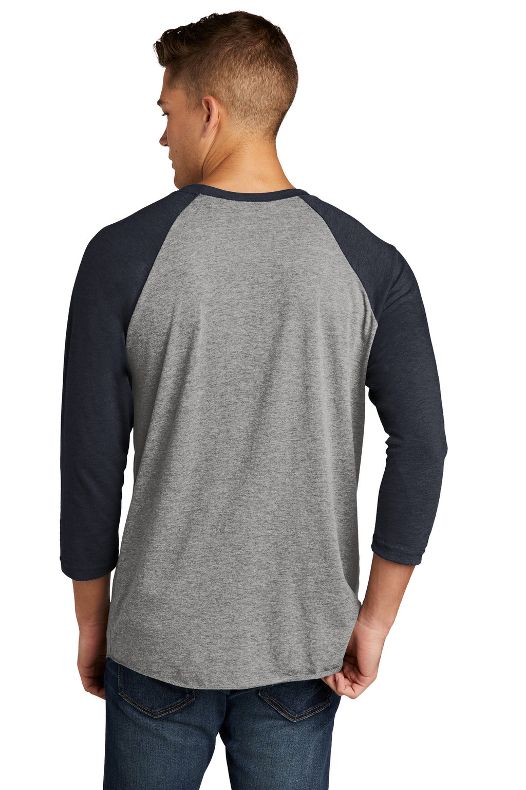 Next Level Apparel Adult Tri-Blend 3/4-Sleeve Raglan Tee. NL6051 - VTG Navy/ Prem Hthr - back