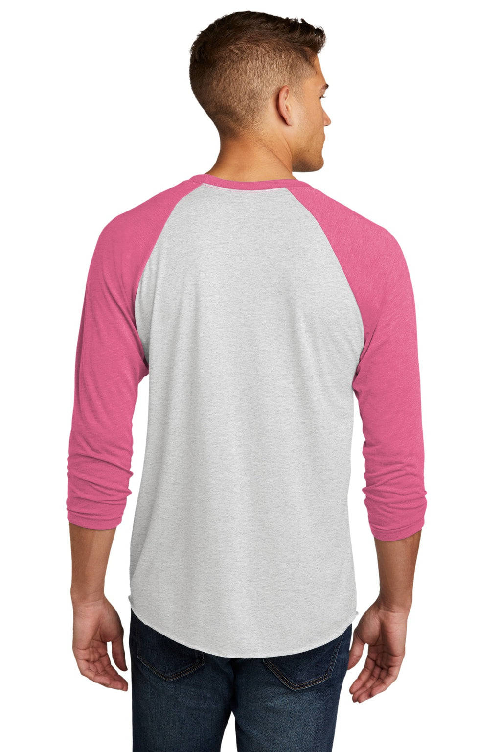 Next Level Apparel Adult Tri-Blend 3/4-Sleeve Raglan Tee. NL6051 - VTG Pink/ Hthr White - back