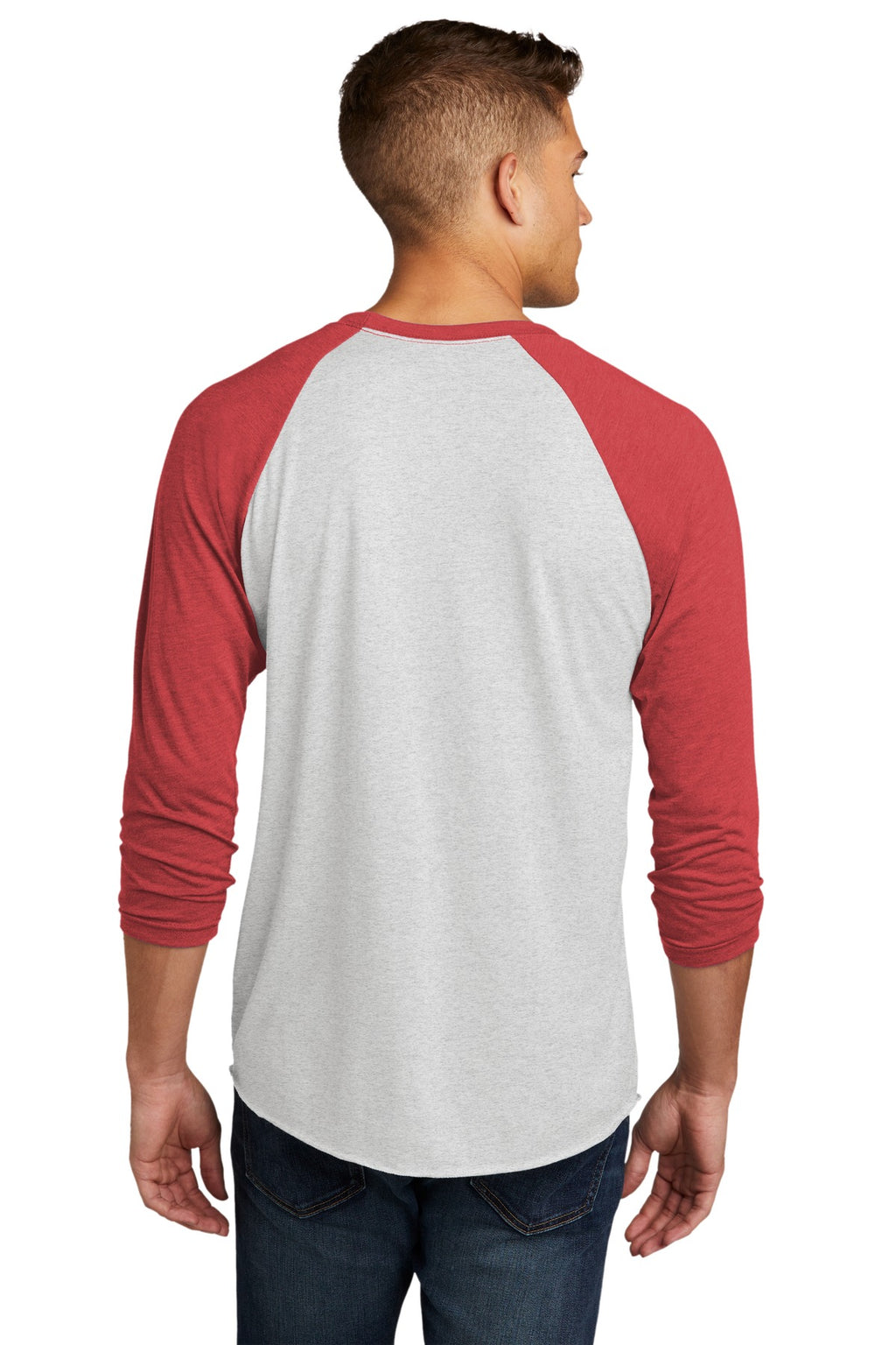Next Level Apparel Adult Tri-Blend 3/4-Sleeve Raglan Tee. NL6051 - VTG Red/ Hthr White - back