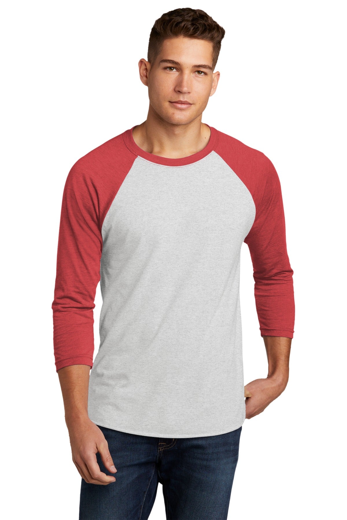 Next Level Apparel Adult Tri-Blend 3/4-Sleeve Raglan Tee. NL6051 - VTG Red/ Hthr White - front