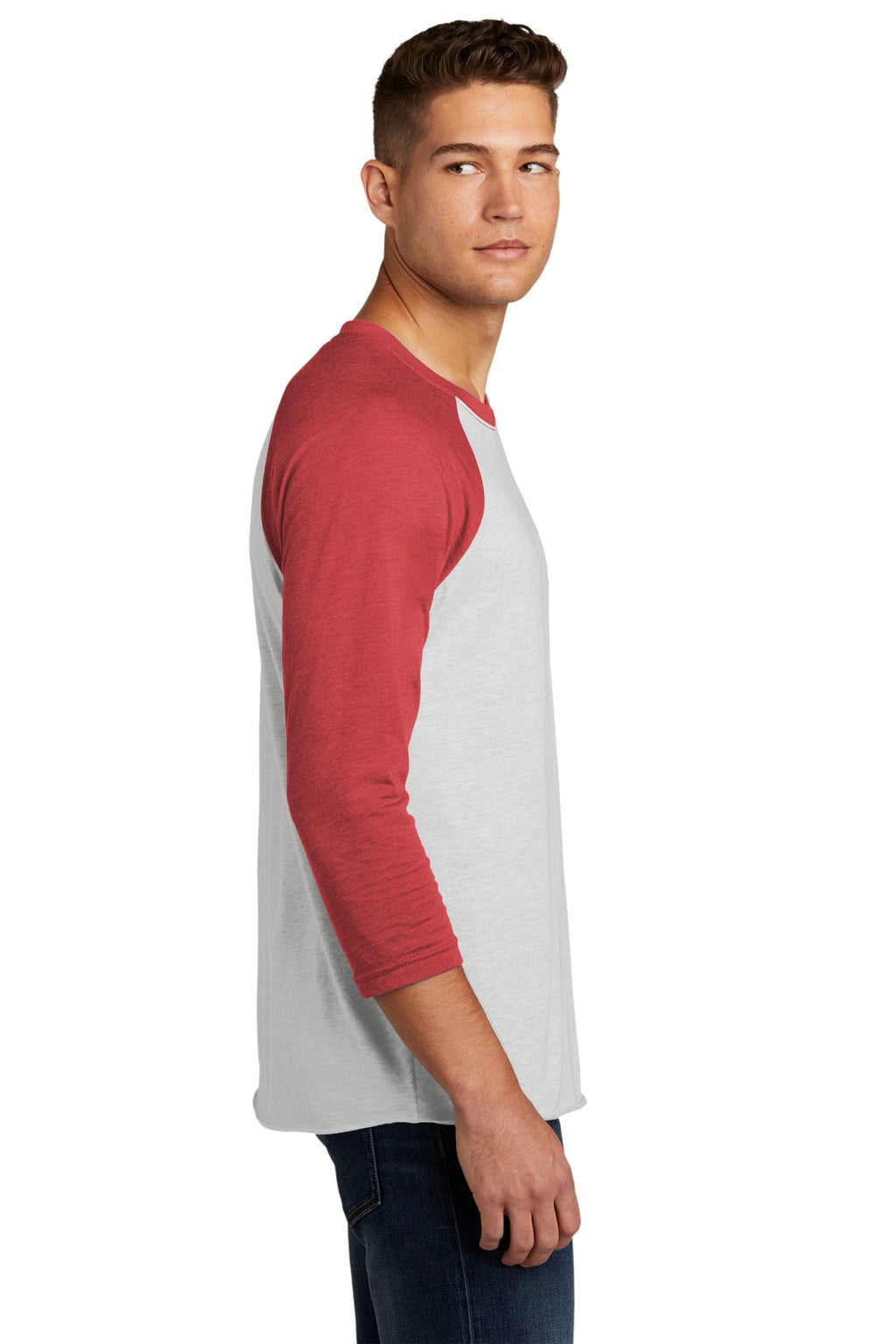 Next Level Apparel Adult Tri-Blend 3/4-Sleeve Raglan Tee. NL6051 - VTG Red/ Hthr White - side