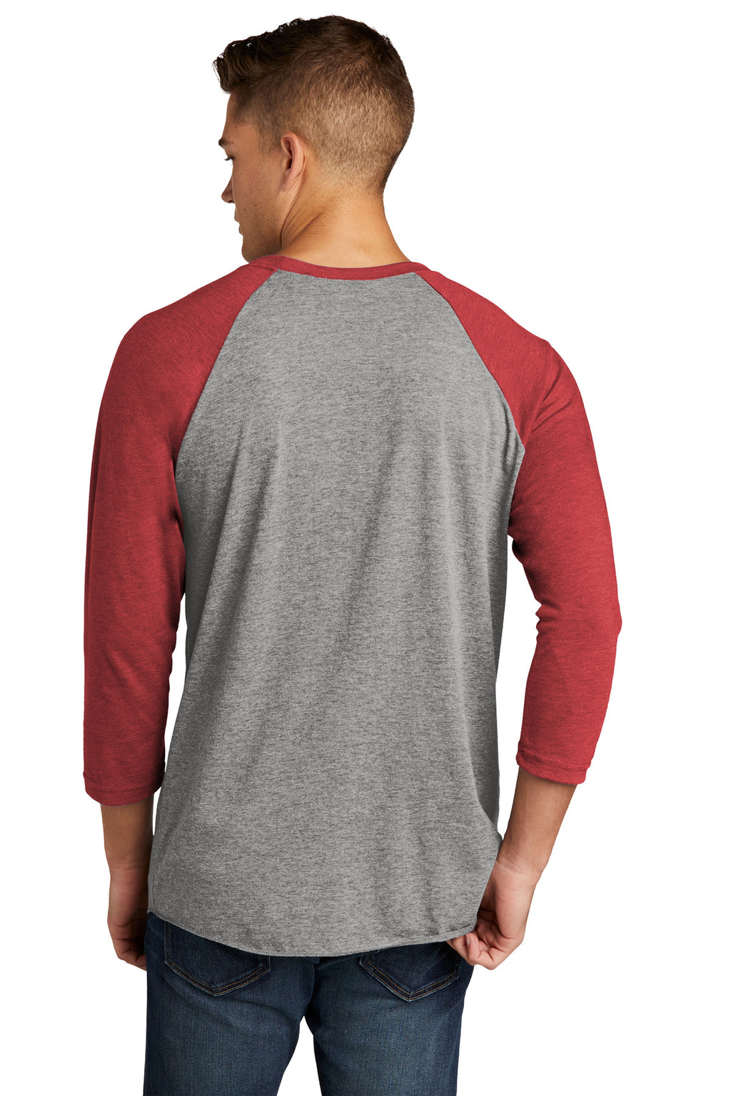 Next Level Apparel Adult Tri-Blend 3/4-Sleeve Raglan Tee. NL6051 - VTG Red/ Prem Hthr - back