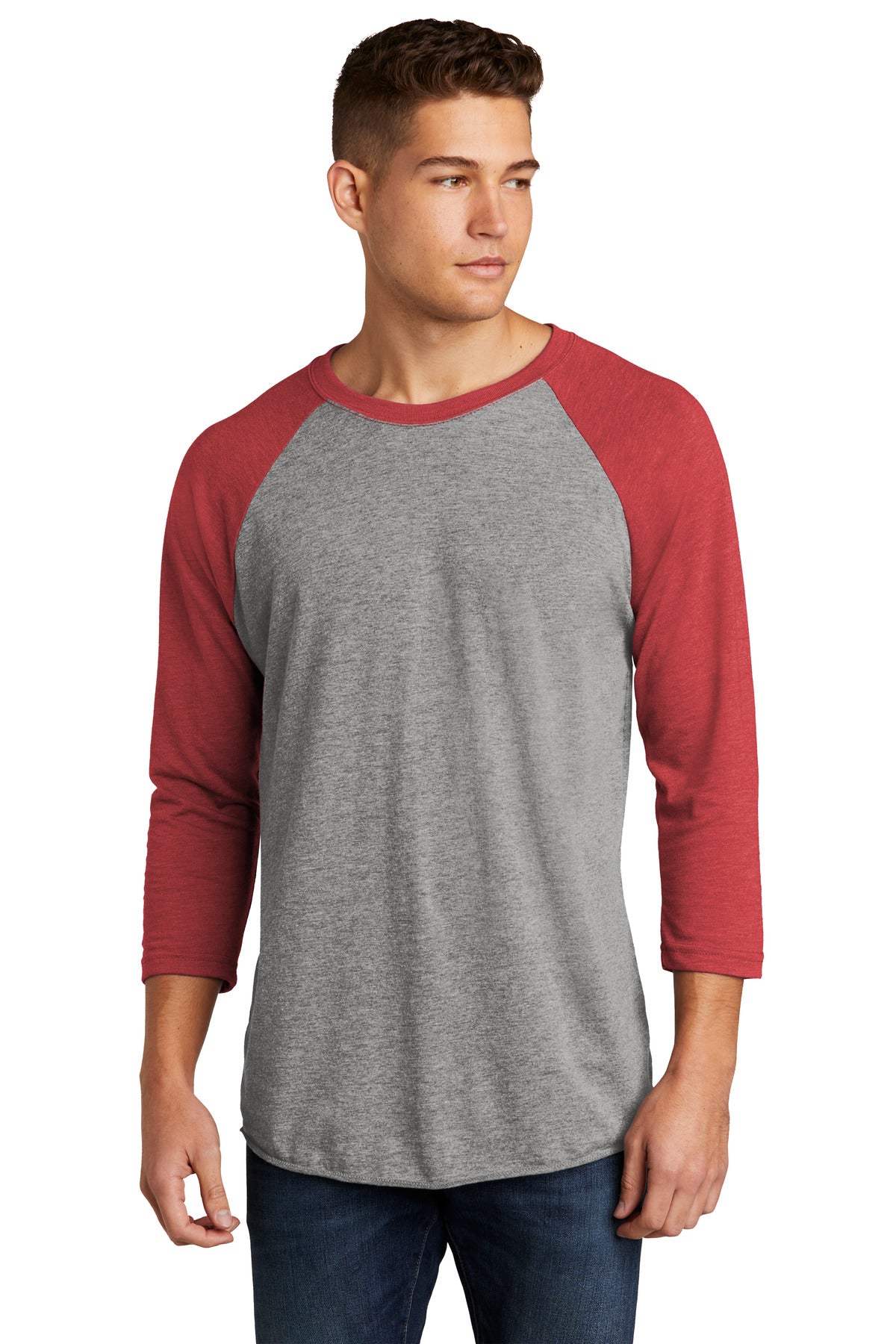 Next Level Apparel Adult Tri-Blend 3/4-Sleeve Raglan Tee. NL6051 - VTG Red/ Prem Hthr - front