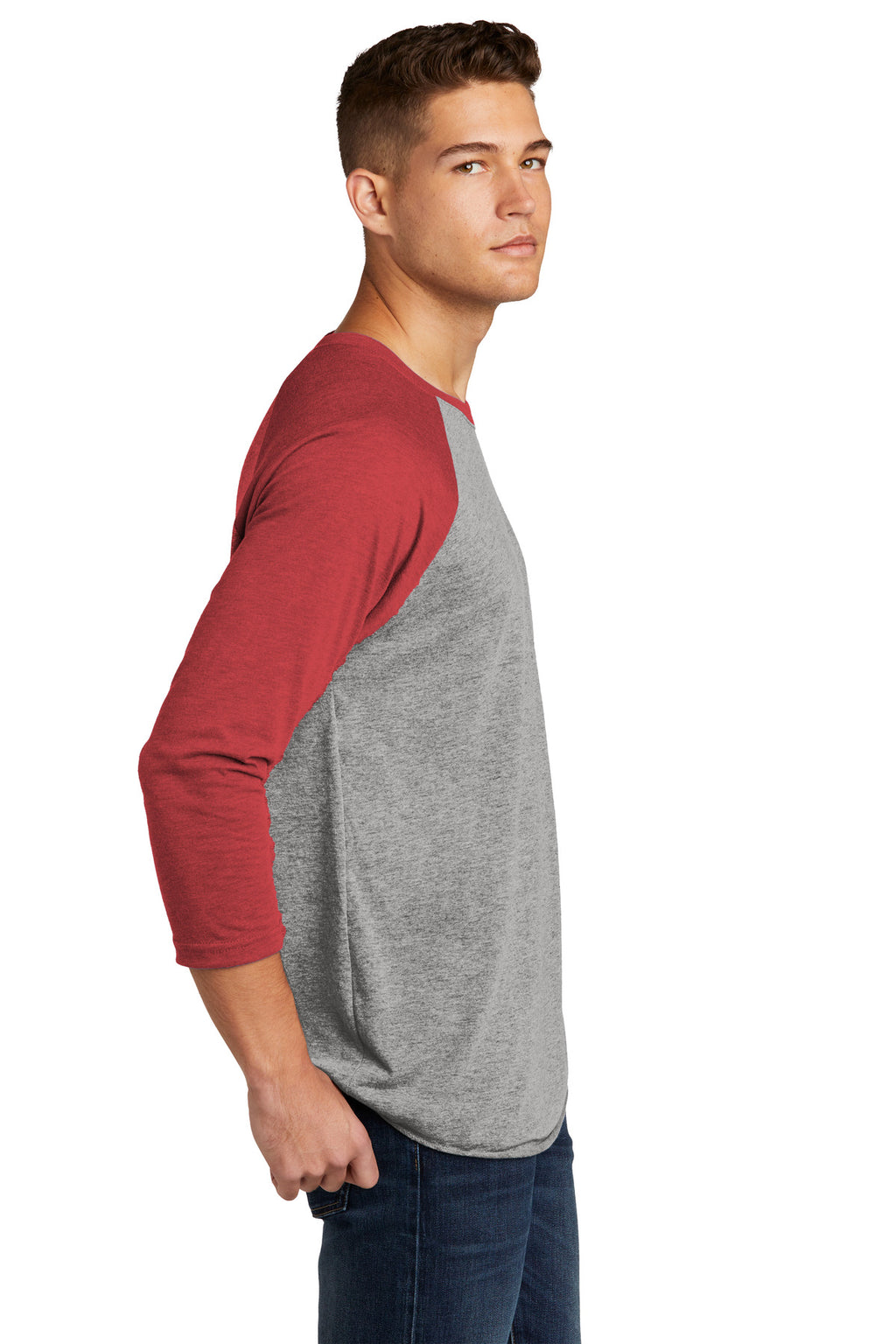 Next Level Apparel Adult Tri-Blend 3/4-Sleeve Raglan Tee. NL6051 - VTG Red/ Prem Hthr - side