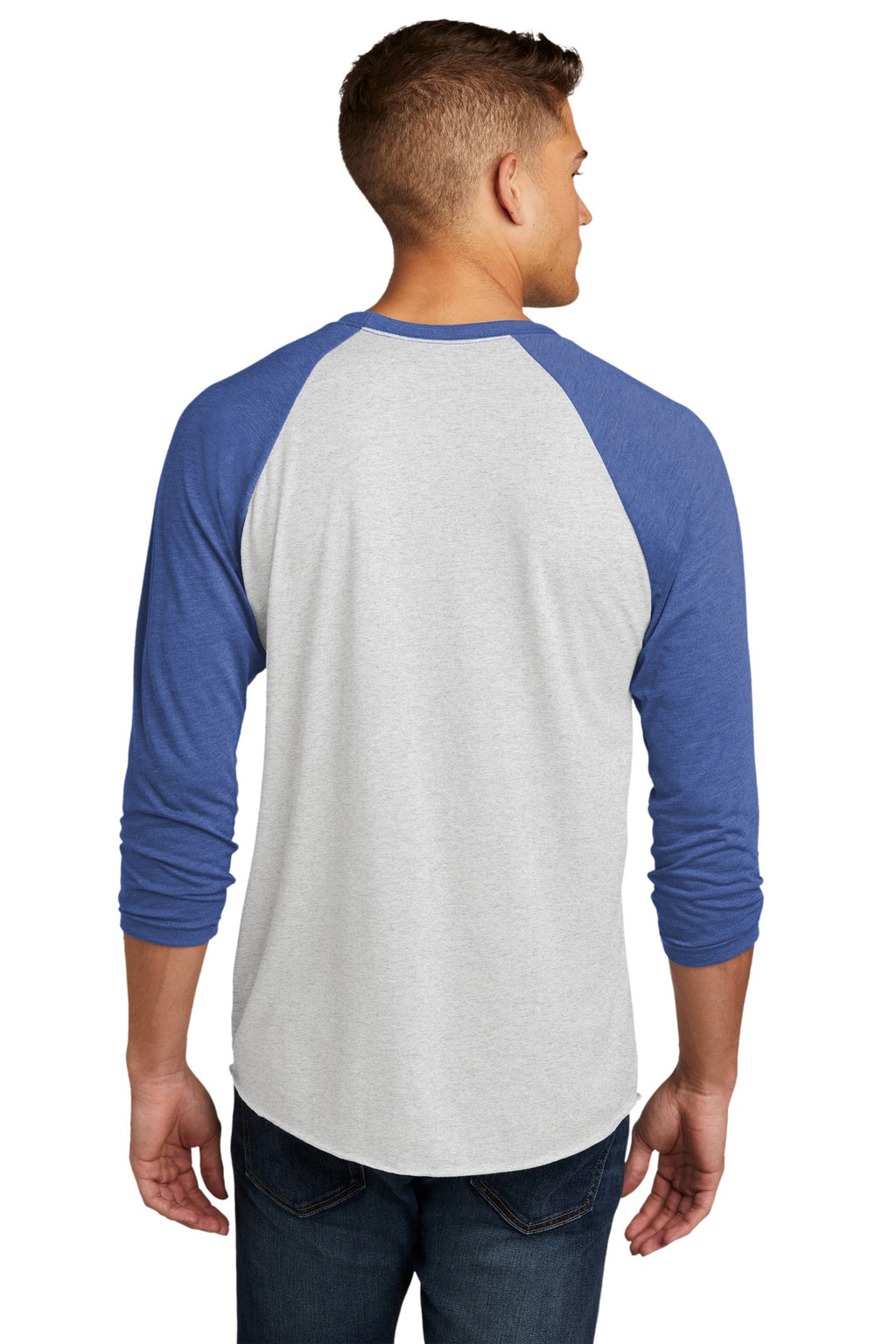 Next Level Apparel Adult Tri-Blend 3/4-Sleeve Raglan Tee. NL6051 - VTG Royal/ Hthr White - back