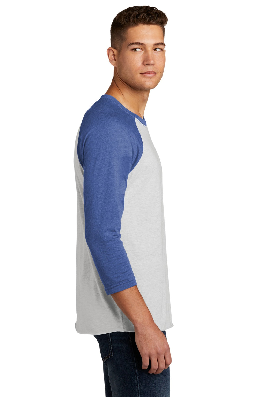 Next Level Apparel Adult Tri-Blend 3/4-Sleeve Raglan Tee. NL6051 - VTG Royal/ Hthr White - side