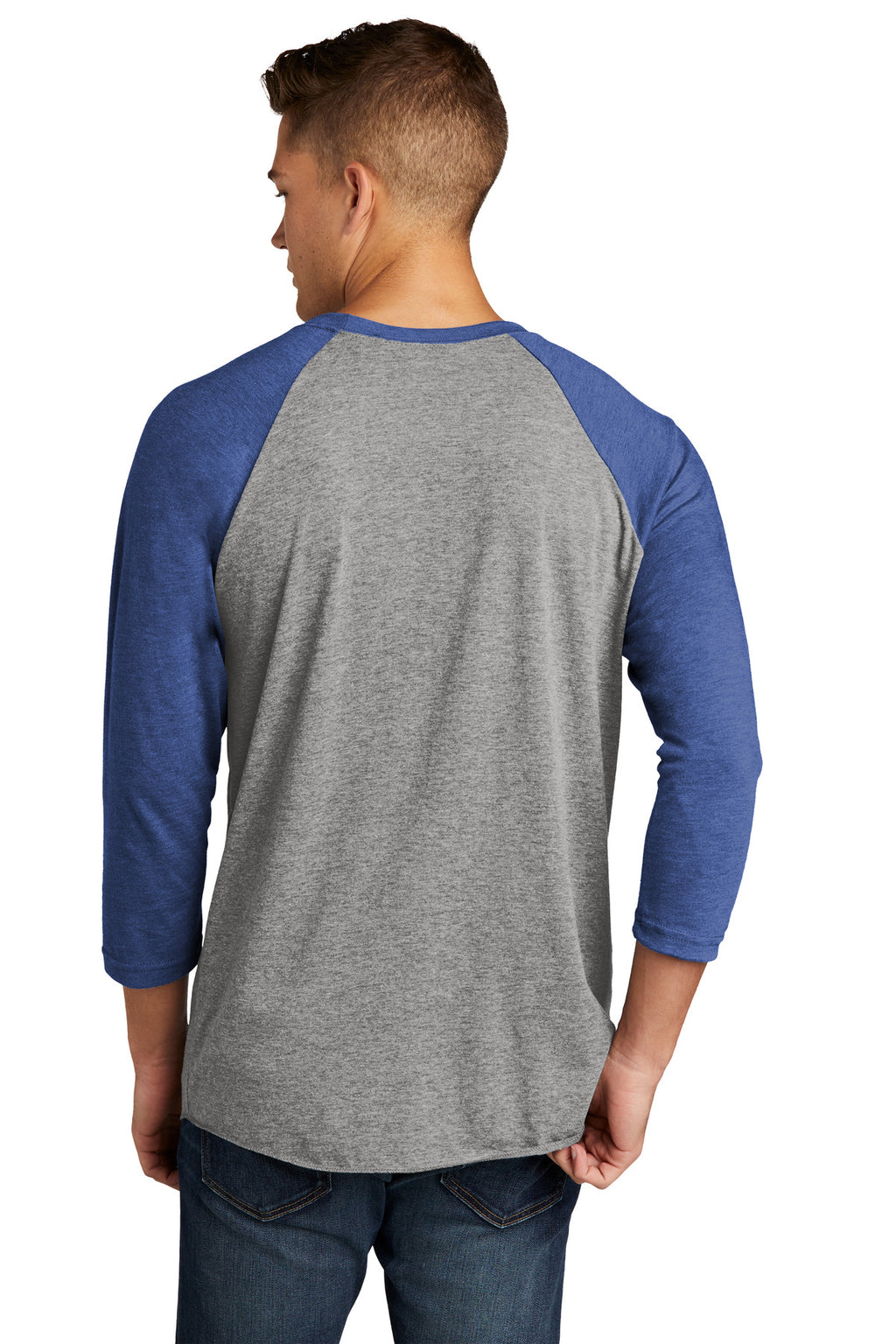 Next Level Apparel Adult Tri-Blend 3/4-Sleeve Raglan Tee. NL6051 - VTG Royal/ Prem Hthr - back