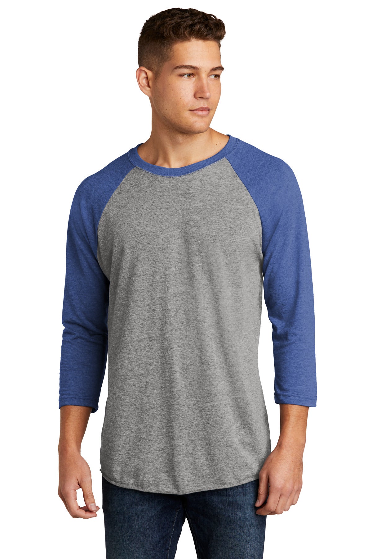 Next Level Apparel Adult Tri-Blend 3/4-Sleeve Raglan Tee. NL6051 - VTG Royal/ Prem Hthr - front
