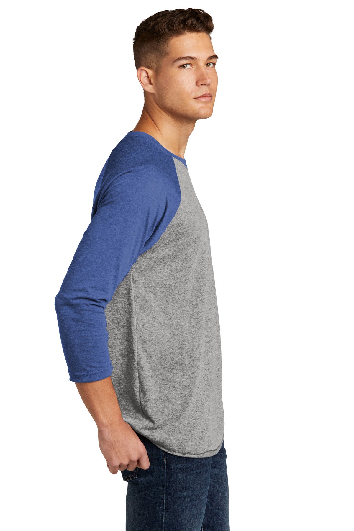 Next Level Apparel Adult Tri-Blend 3/4-Sleeve Raglan Tee. NL6051 - VTG Royal/ Prem Hthr - side