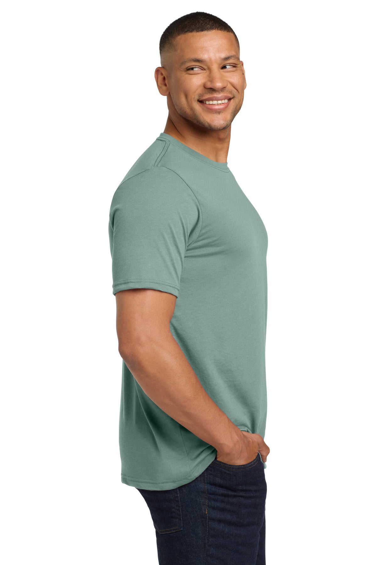 Next Level Apparel Adult Poly/Cotton Tee. NL6200 - Stonewash Green - side