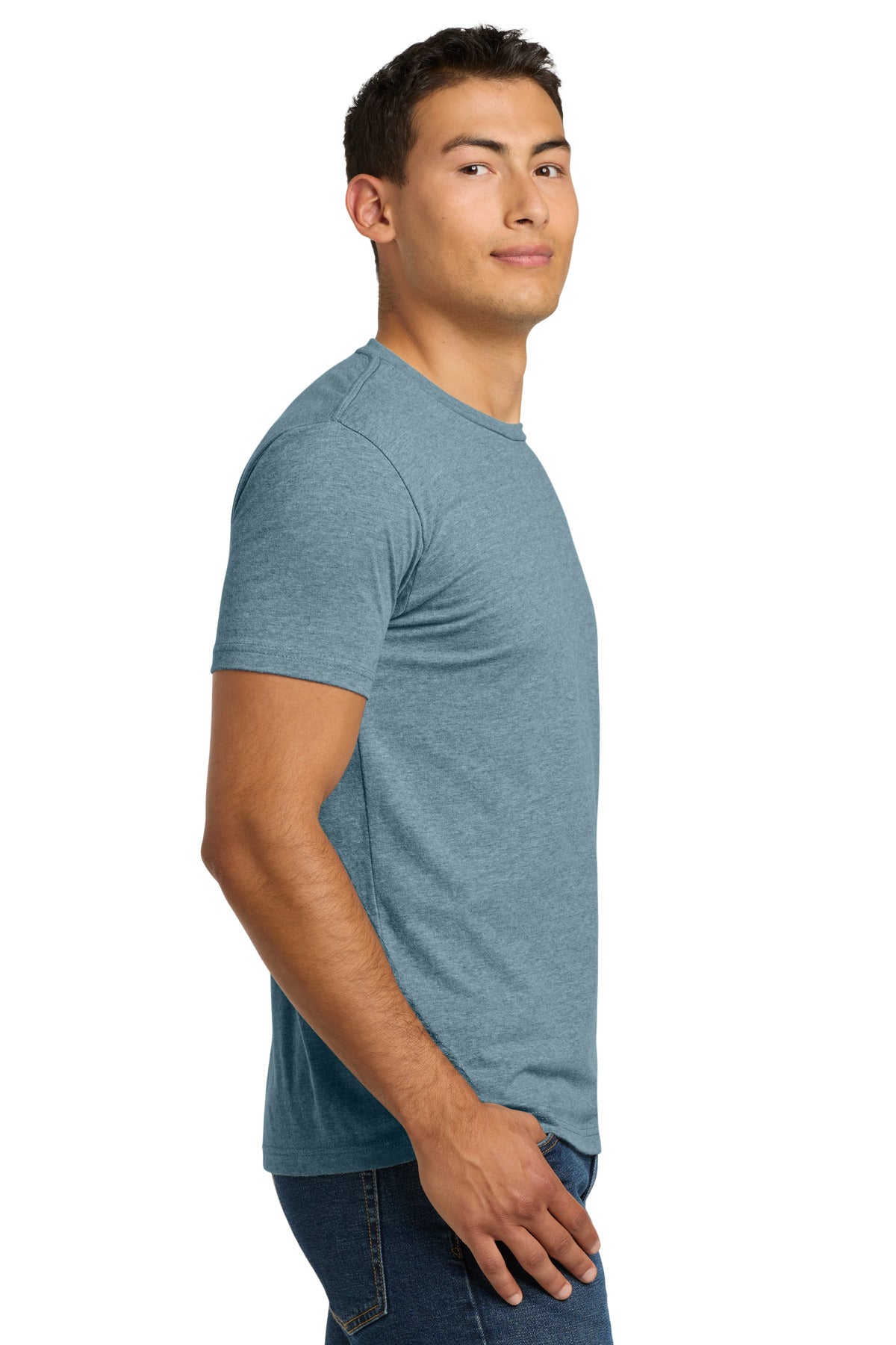 Next Level Apparel Adult CVC Tee. NL6210 - Heather Slate Blue - side