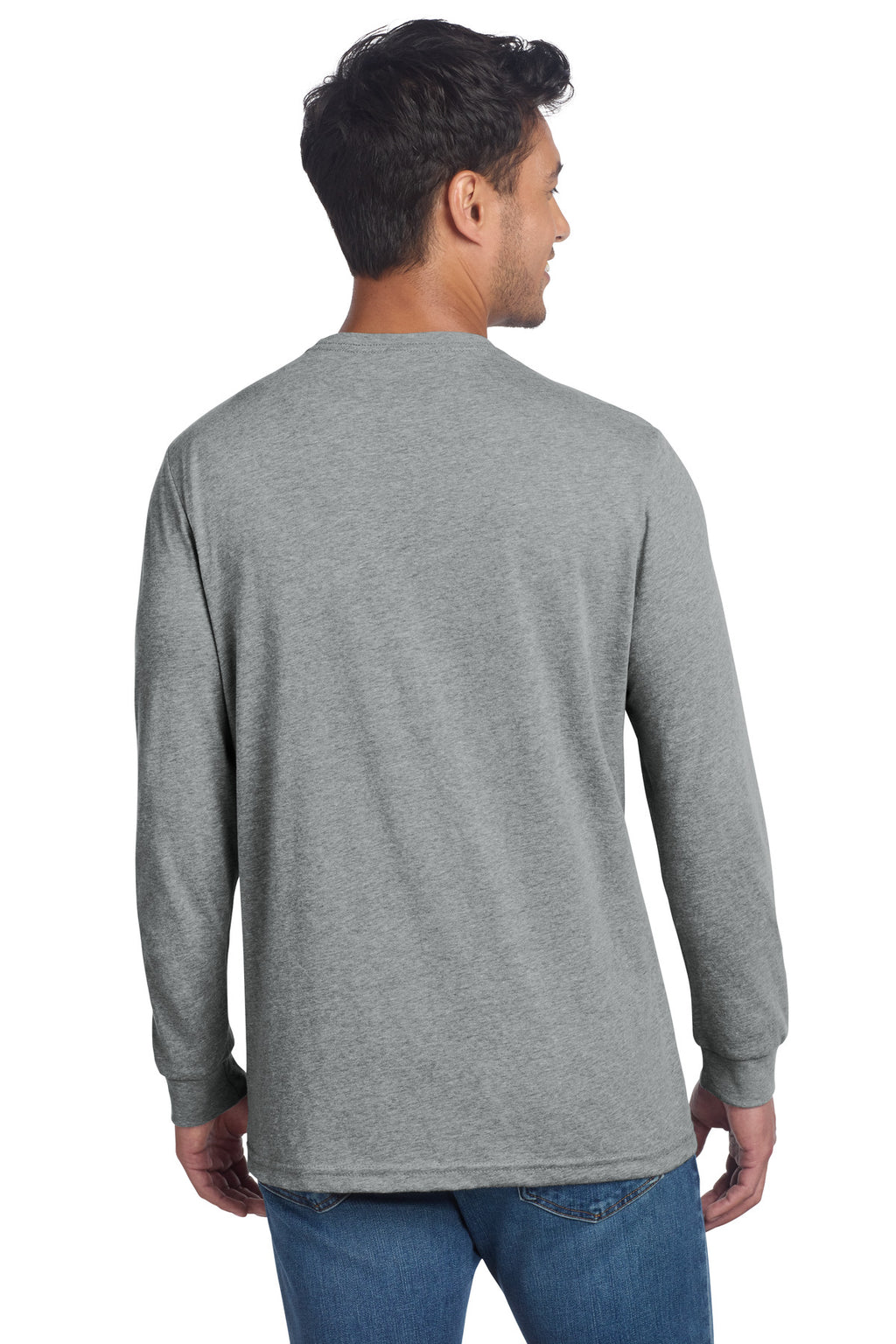 Next Level Apparel Adult CVC Long Sleeve Tee NL6211 - Dark Heather Grey - back