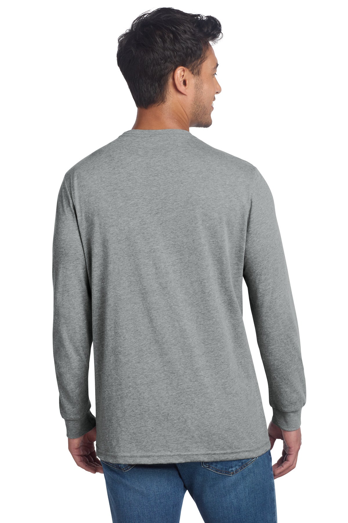 Next Level Apparel Adult CVC Long Sleeve Tee NL6211 - Dark Heather Grey - back