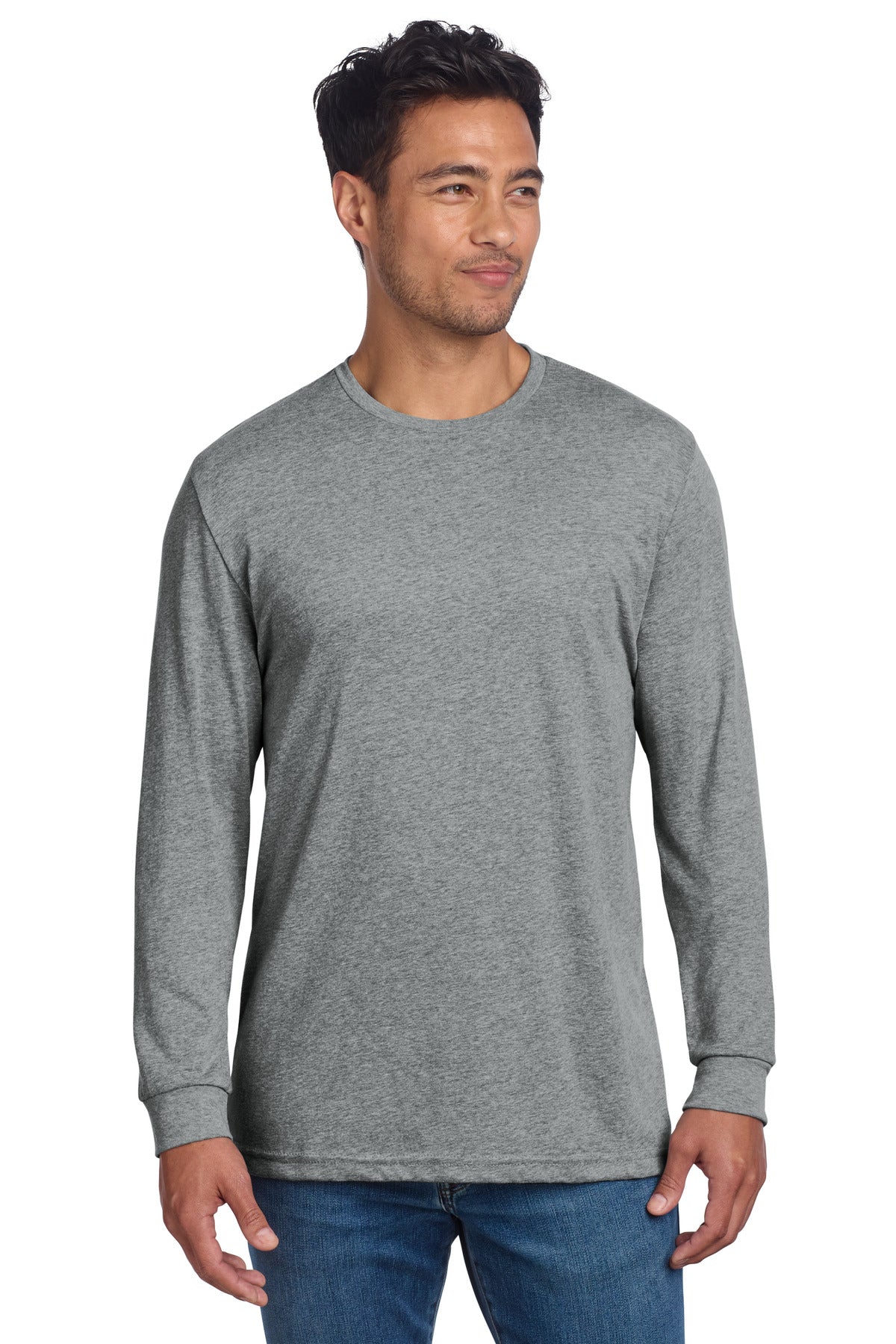 Next Level Apparel Adult CVC Long Sleeve Tee NL6211 - Dark Heather Grey - front