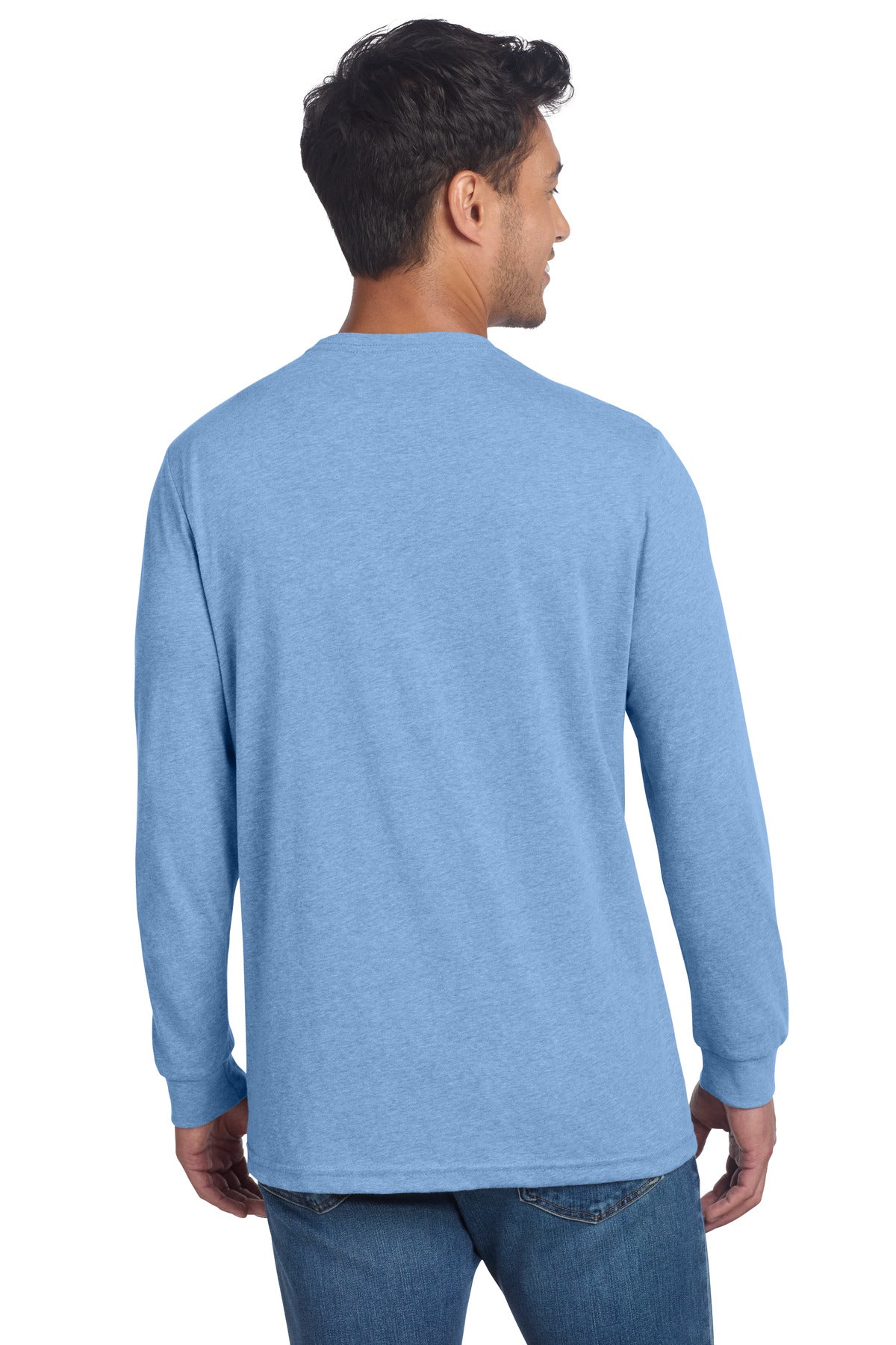Next Level Apparel Adult CVC Long Sleeve Tee NL6211 - Heather Columbia Blue - back