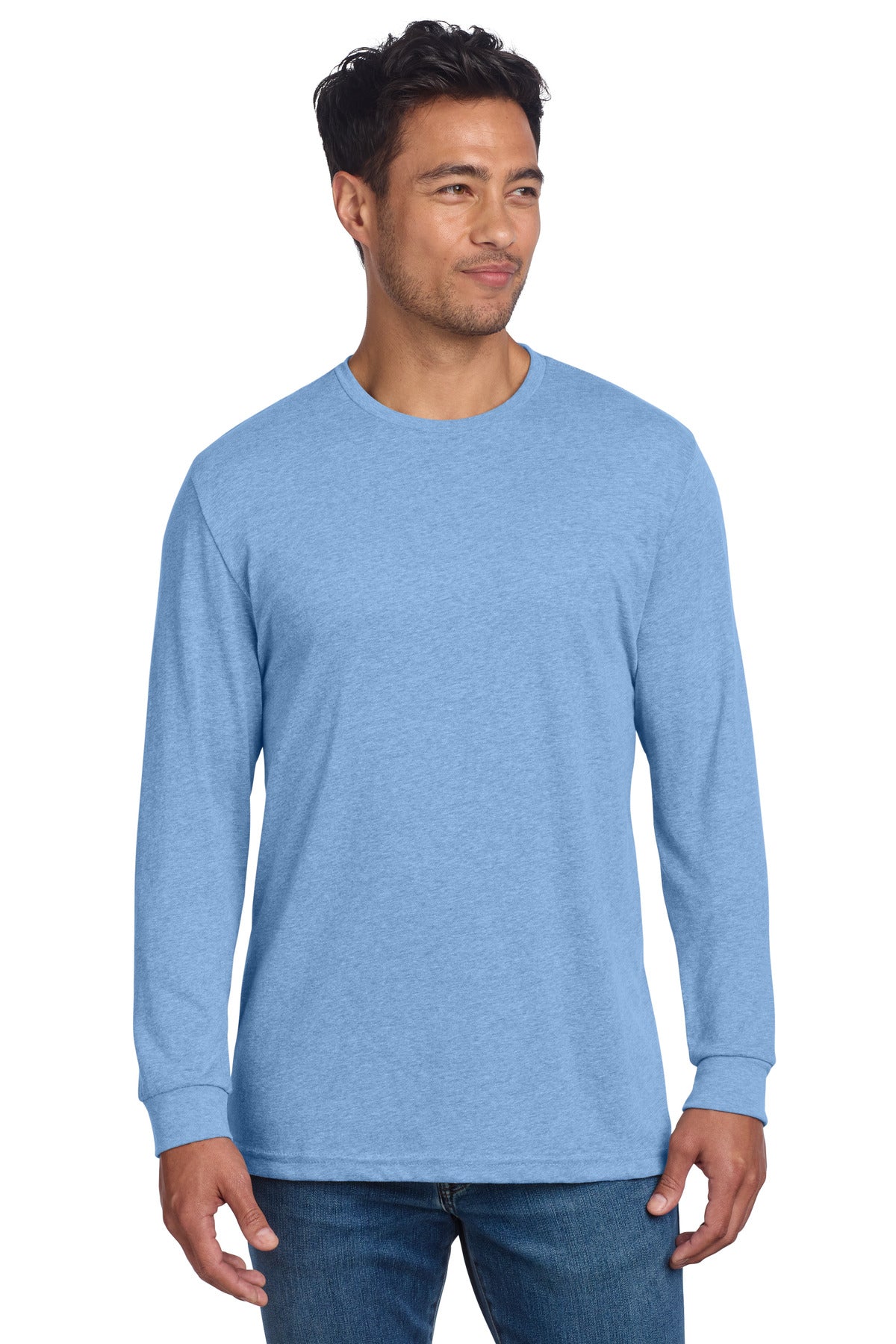 Next Level Apparel Adult CVC Long Sleeve Tee NL6211 - Heather Columbia Blue - front