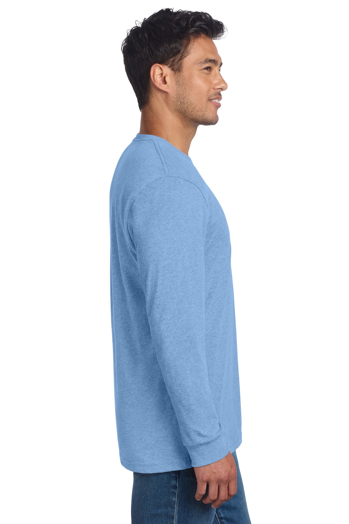 Next Level Apparel Adult CVC Long Sleeve Tee NL6211 - Heather Columbia Blue - side