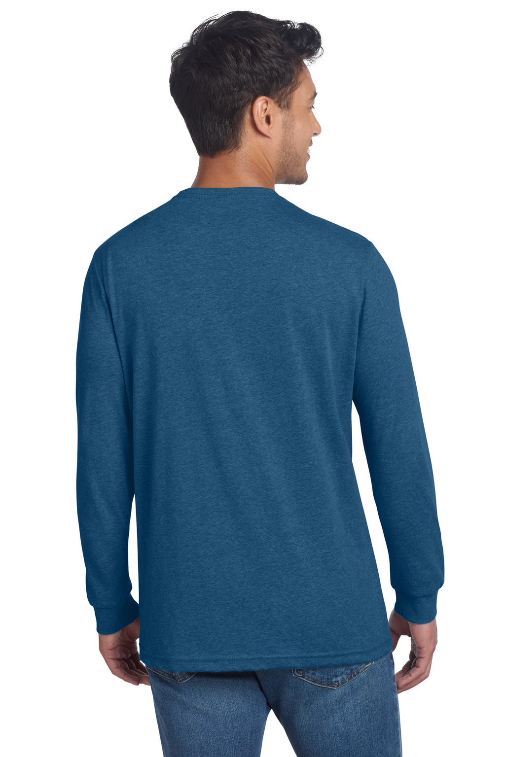 Next Level Apparel Adult CVC Long Sleeve Tee NL6211 - Heather Cool Blue - back