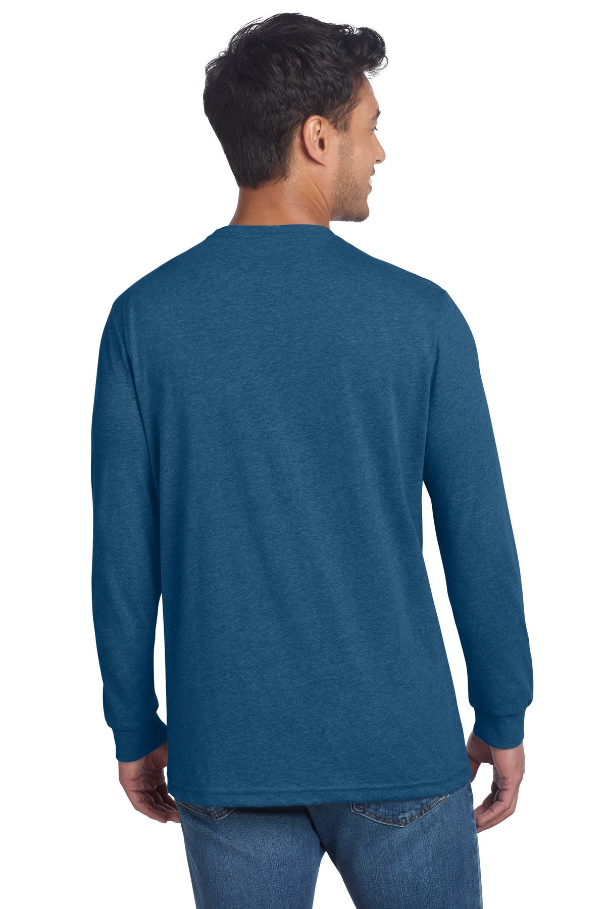Next Level Apparel Adult CVC Long Sleeve Tee NL6211 - Heather Cool Blue - back