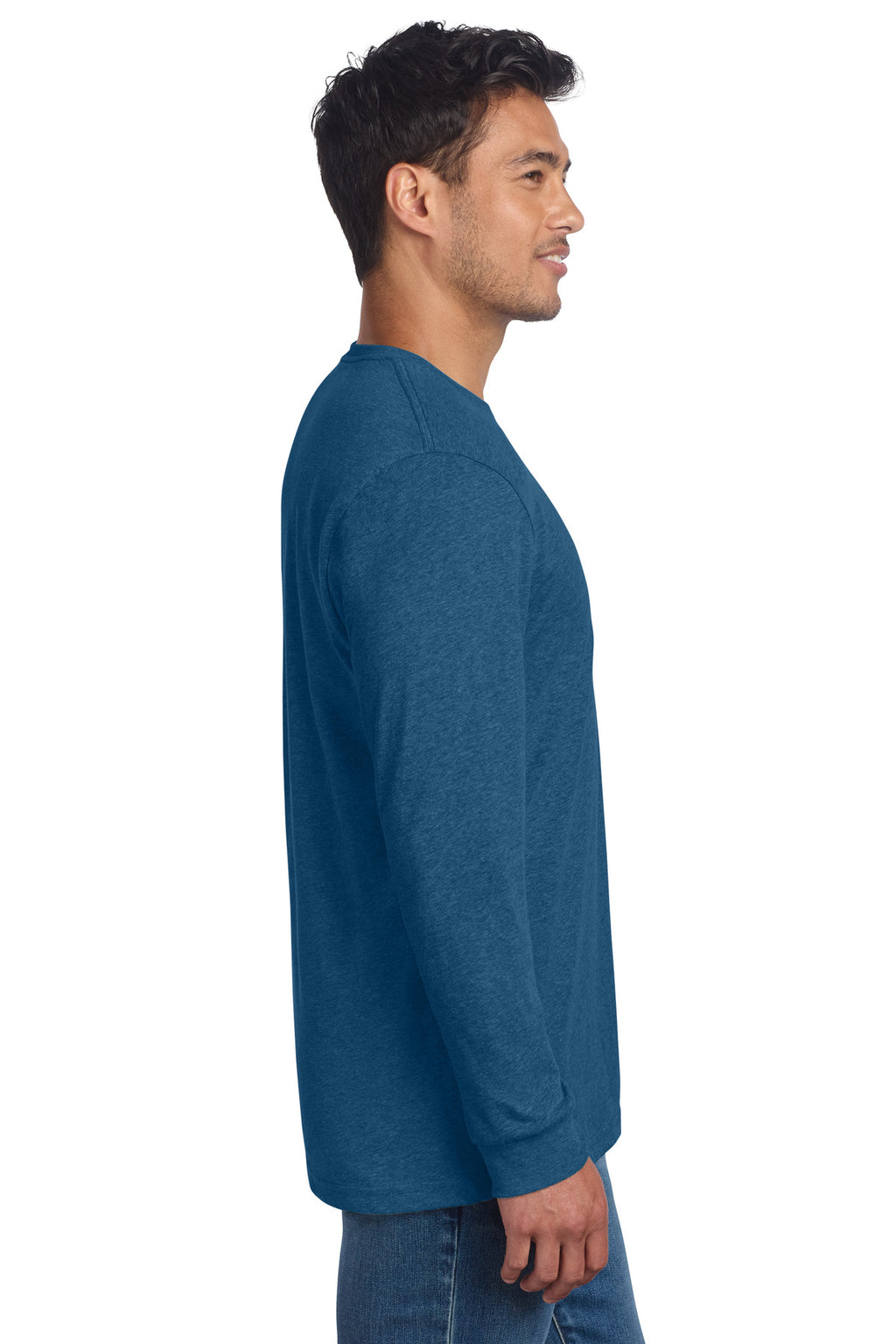 Next Level Apparel Adult CVC Long Sleeve Tee NL6211 - Heather Cool Blue - side