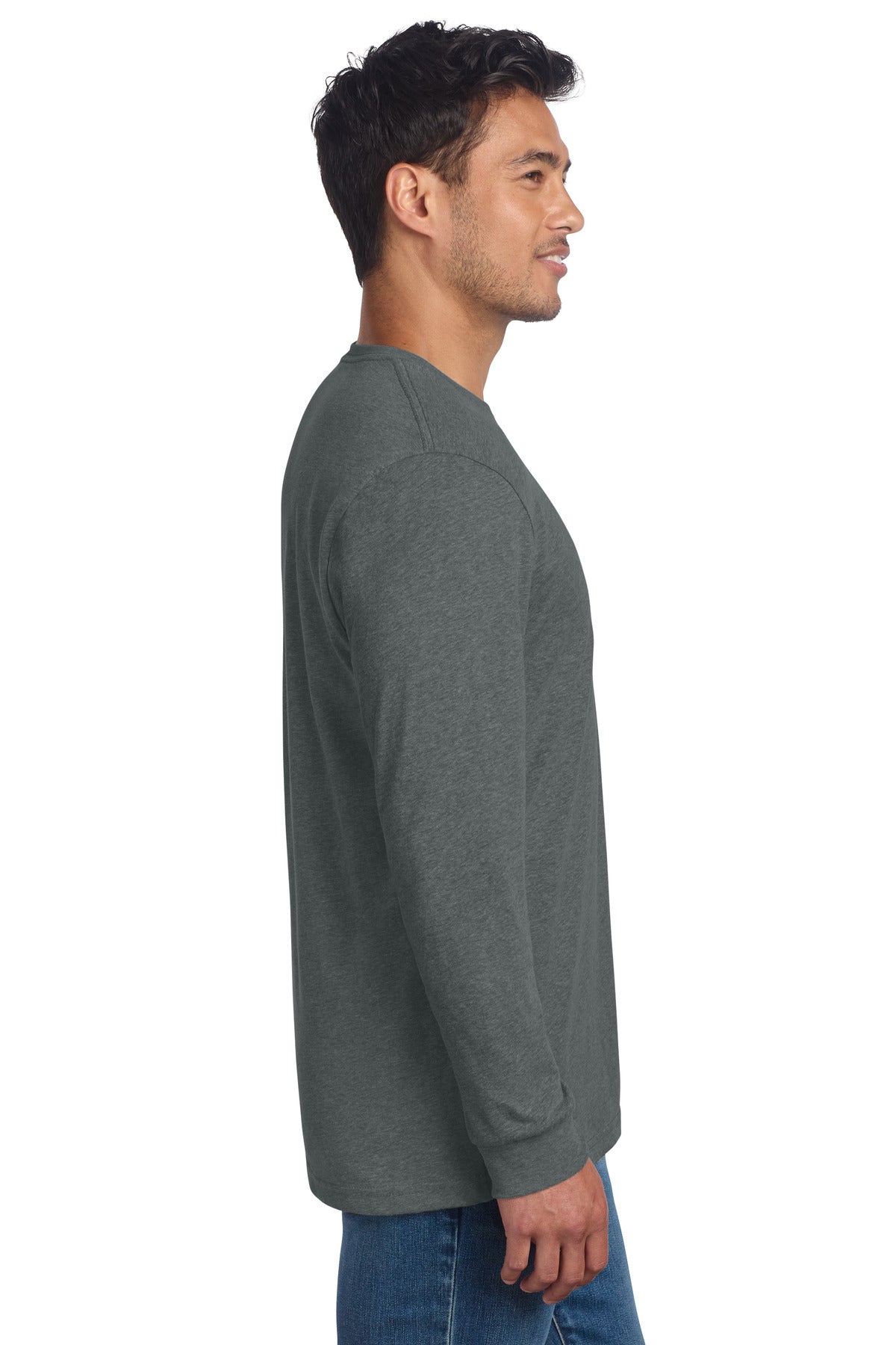 Next Level Apparel Adult CVC Long Sleeve Tee NL6211 - Heather Heavy Metal - side
