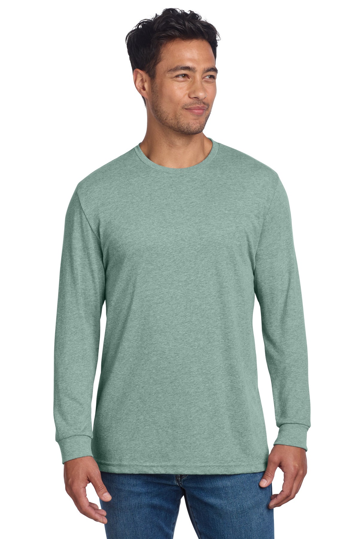 Next Level Apparel Adult CVC Long Sleeve Tee NL6211 - Heather Seafoam - front
