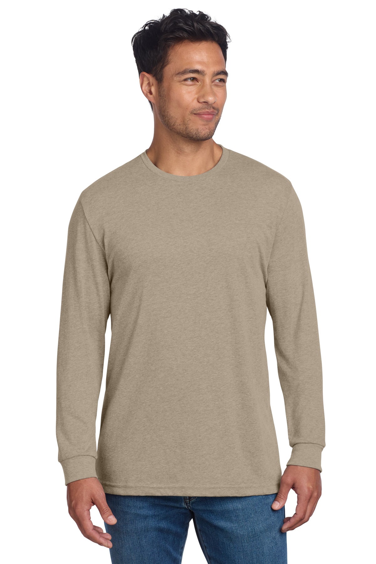 Next Level Apparel Adult CVC Long Sleeve Tee NL6211 - Heather Tan - front