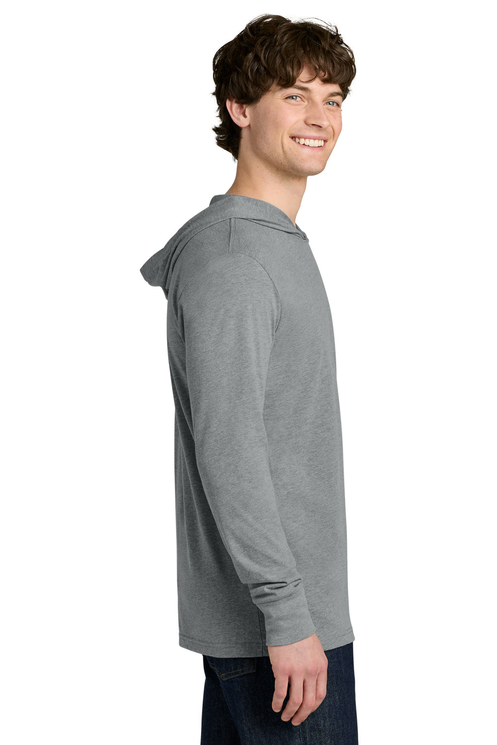 Next Level Apparel CVC Long Sleeve Hoodie NL6221 - Dark Heather Gray - side