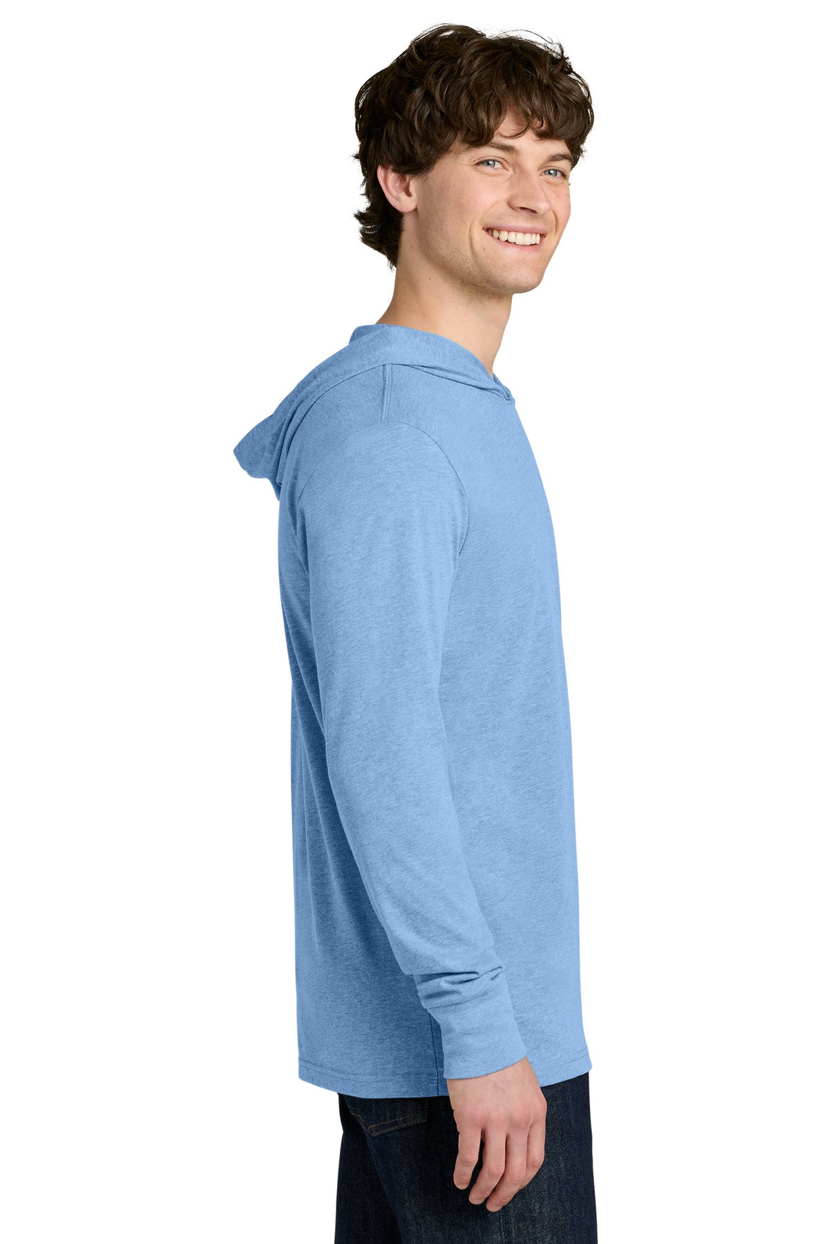 Next Level Apparel CVC Long Sleeve Hoodie NL6221 - Heather Columbia Blue - side