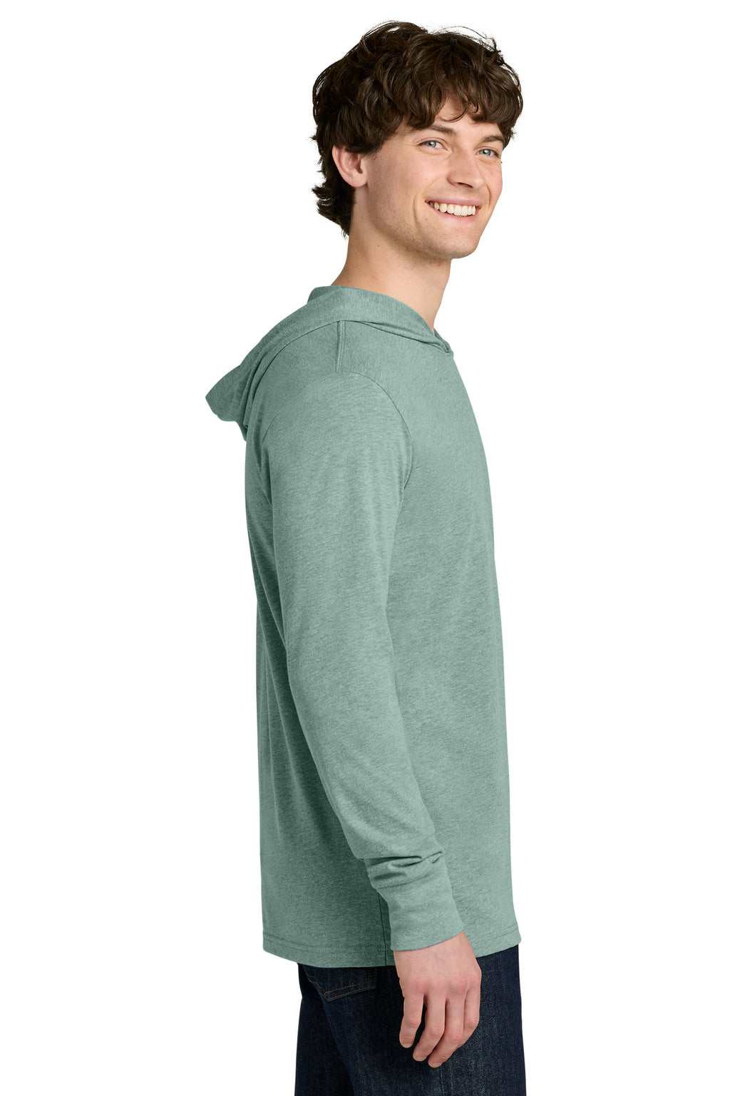 Next Level Apparel CVC Long Sleeve Hoodie NL6221 - Heather Seafoam - side
