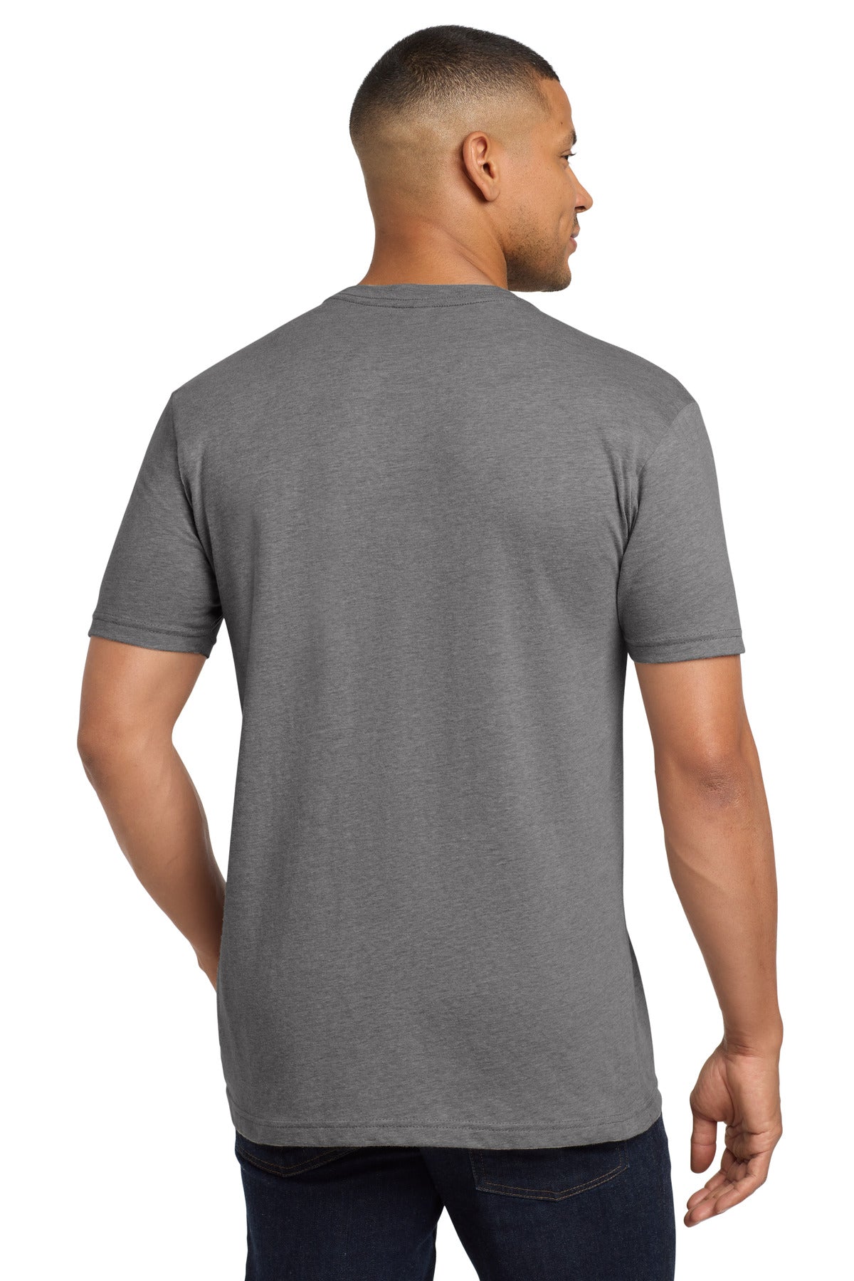 Next Level Apparel Adult CVC Sueded Tee. NL6410 - Dark Heather Gray - back