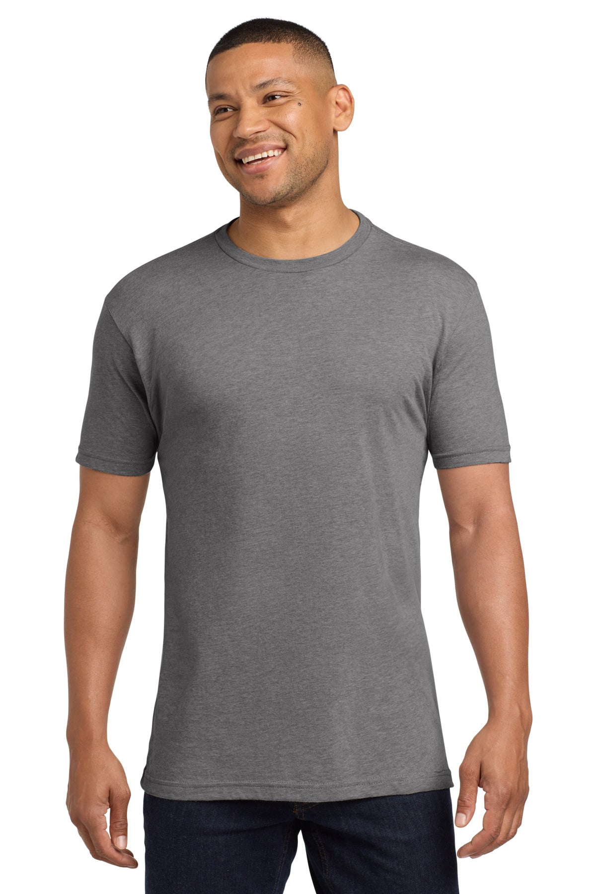 Next Level Apparel Adult CVC Sueded Tee. NL6410 - Dark Heather Gray - front