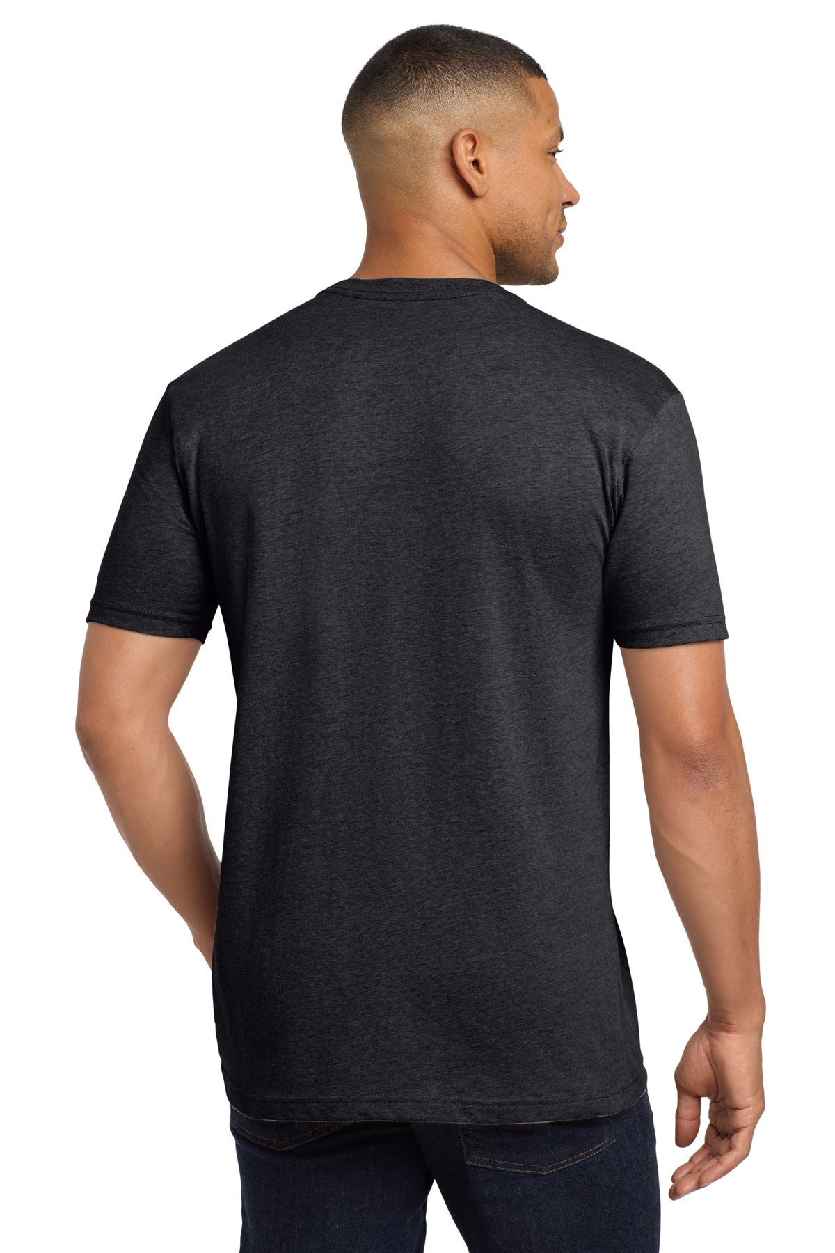 Next Level Apparel Adult CVC Sueded Tee. NL6410 - Heather Charcoal - back