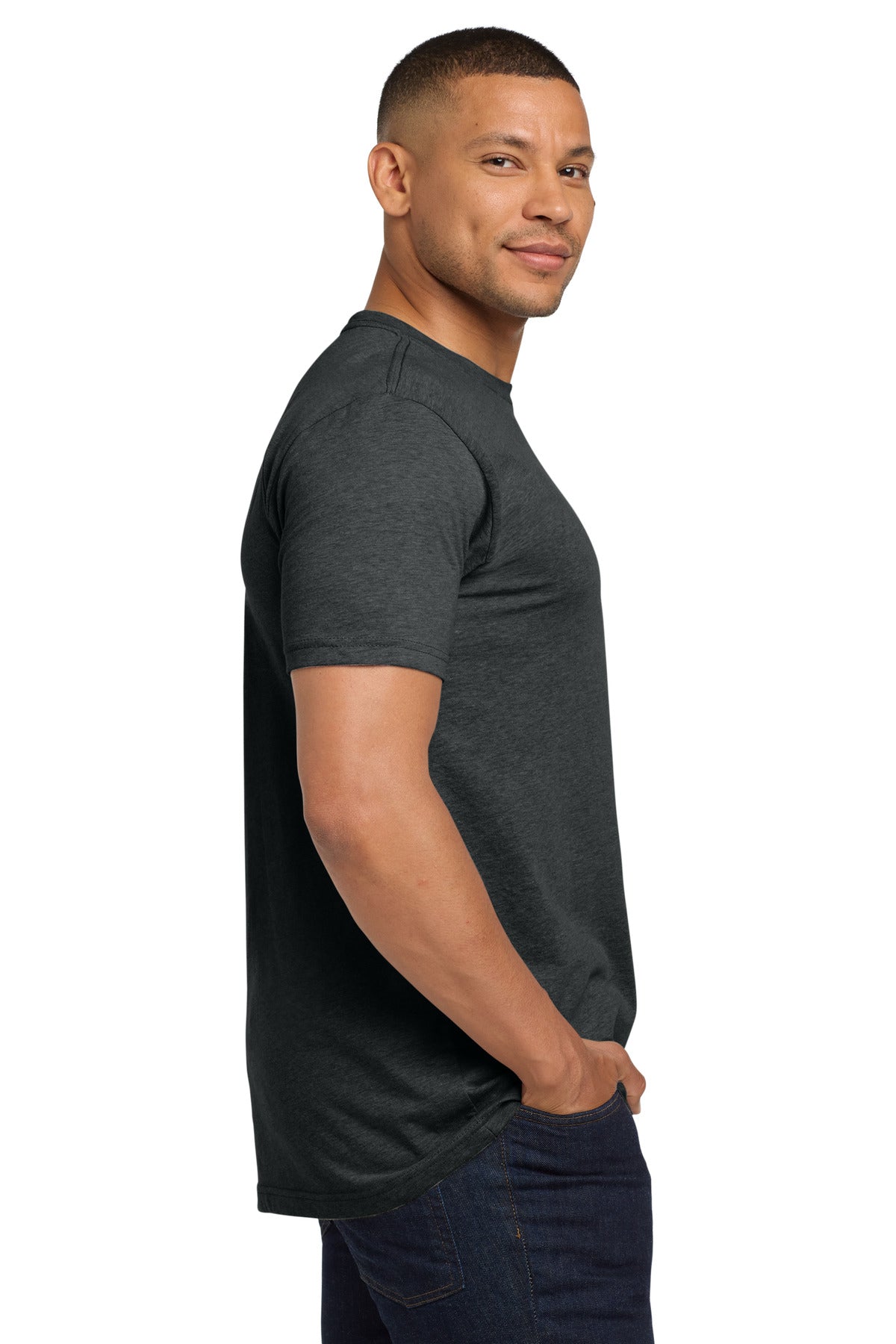Next Level Apparel Adult CVC Sueded Tee. NL6410 - Heather Metal - side