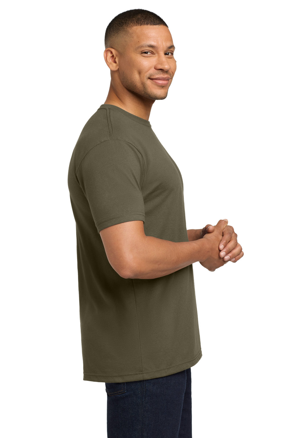 Next Level Apparel Adult CVC Sueded Tee. NL6410 - Military Green - side