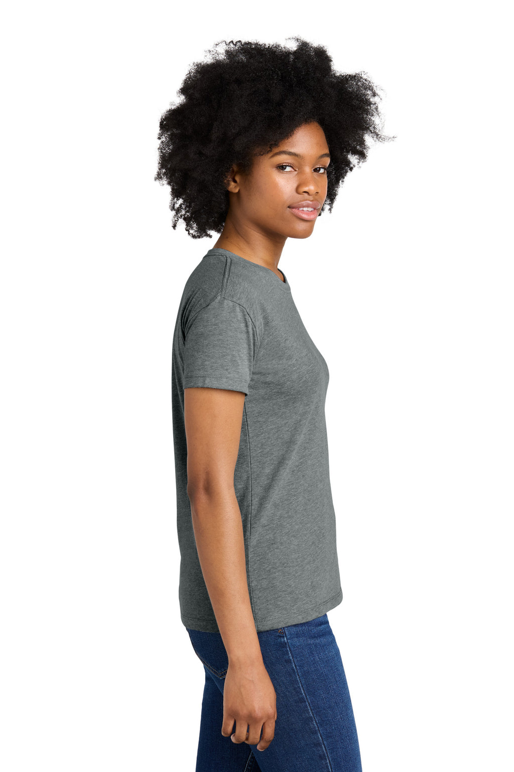 Next Level Apparel Women's CVC Relaxed Tee NL6600 - Dark Heather Gray - side