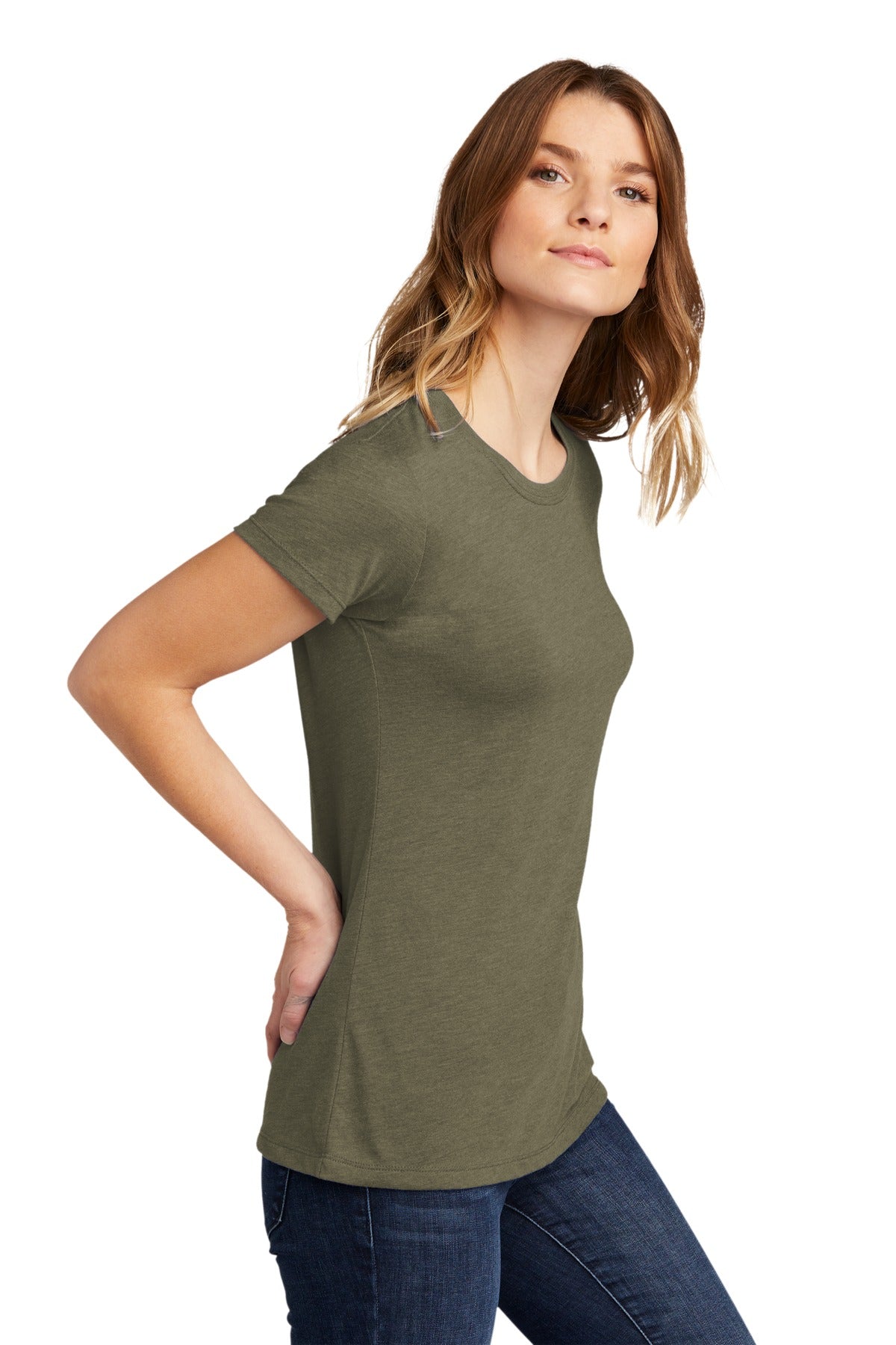 Next Level Apparel Women's CVC Tee. NL6610 - Light Olive - side