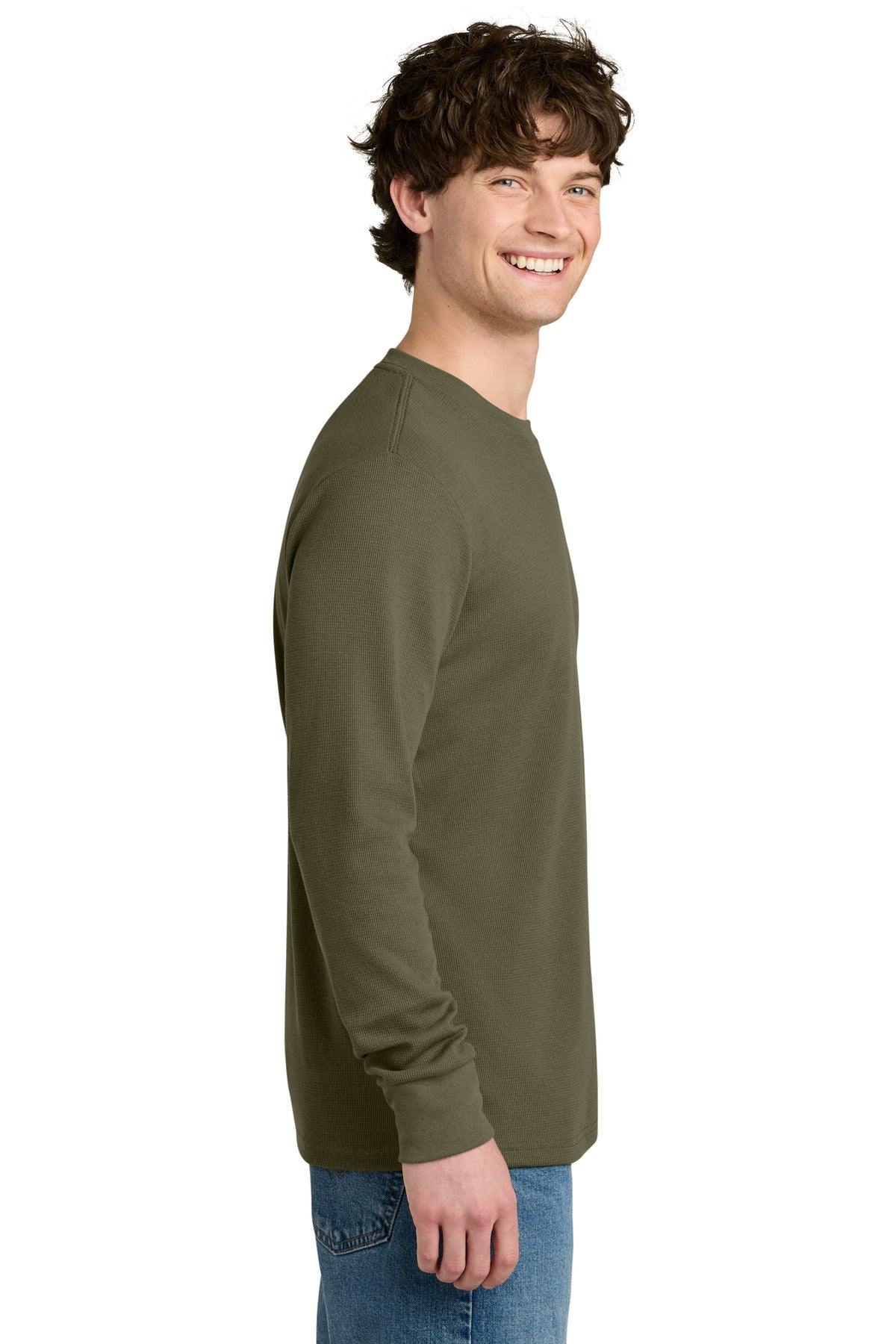 Next Level Apparel Ideal Thermal Long Sleeve Tee NL8211 - Military Green - side