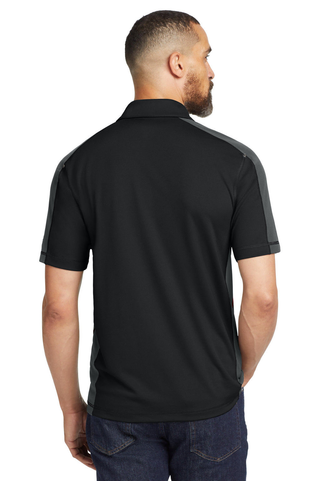 DISCONTINUED OGIO - Trax Polo. OG106 - Blacktop/ Diesel Grey/ Signal Red - back