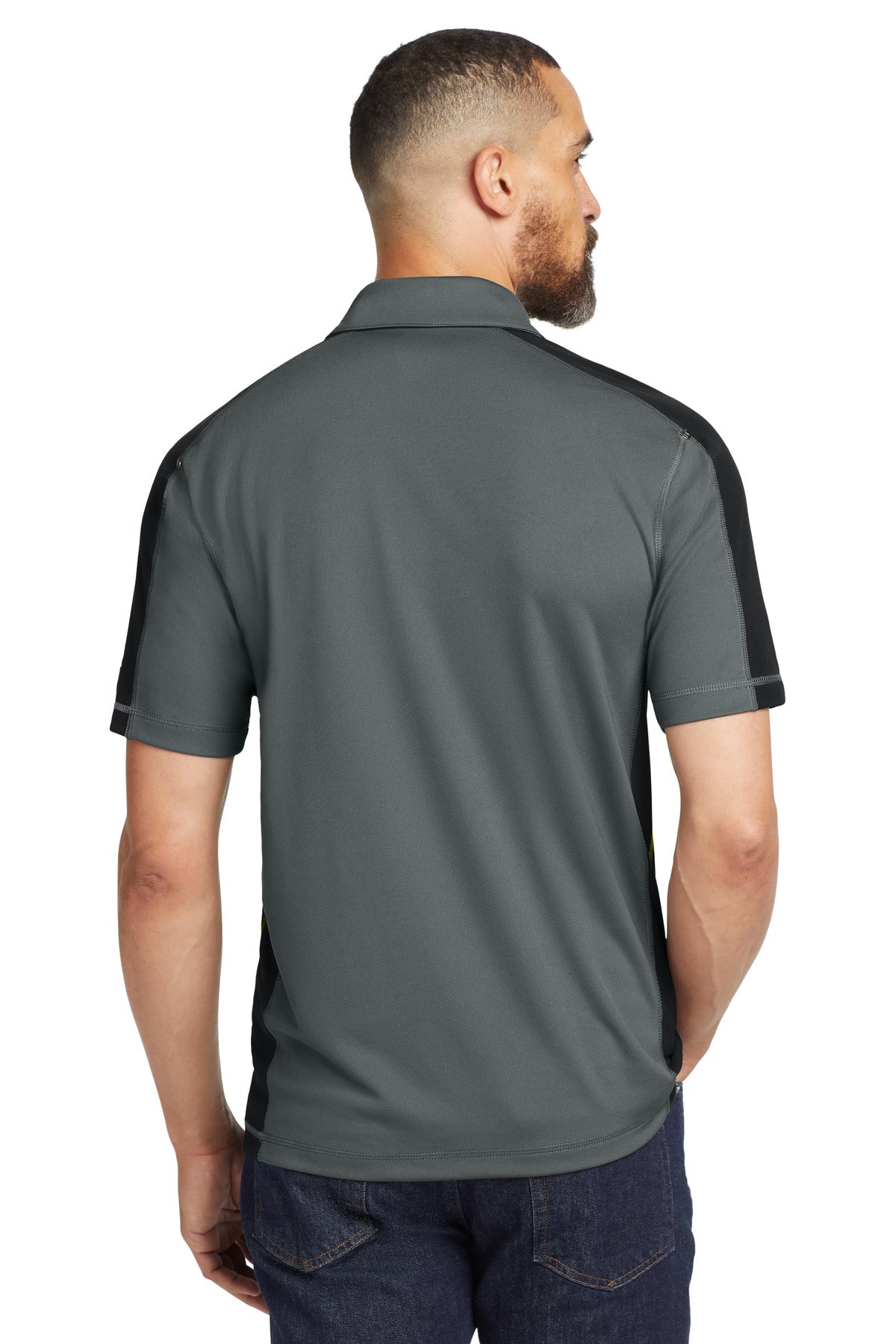 DISCONTINUED OGIO - Trax Polo. OG106 - Petrol Grey/ Blacktop/ Shock Green - back