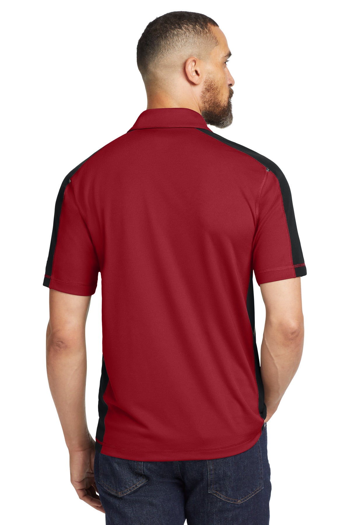 DISCONTINUED OGIO - Trax Polo. OG106 - Signal Red/ Blacktop/ Silver Grey - back