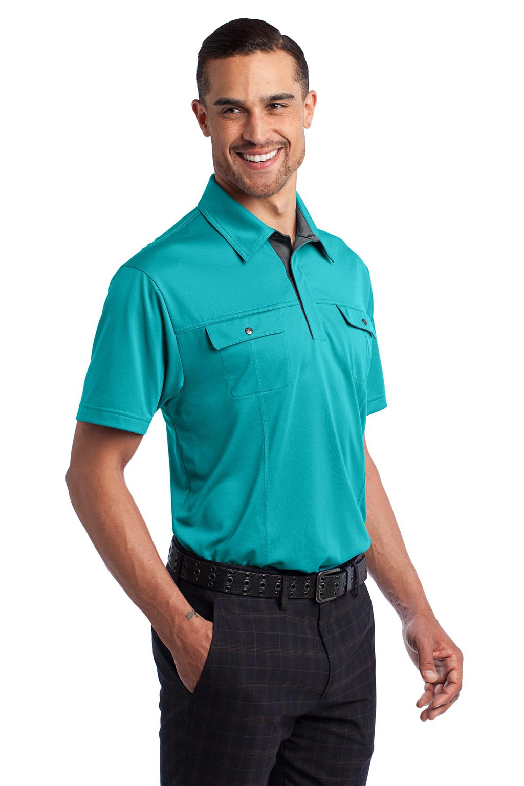 DISCONTINUED OGIO Axle Polo. OG113 - Teal Spark - three_q