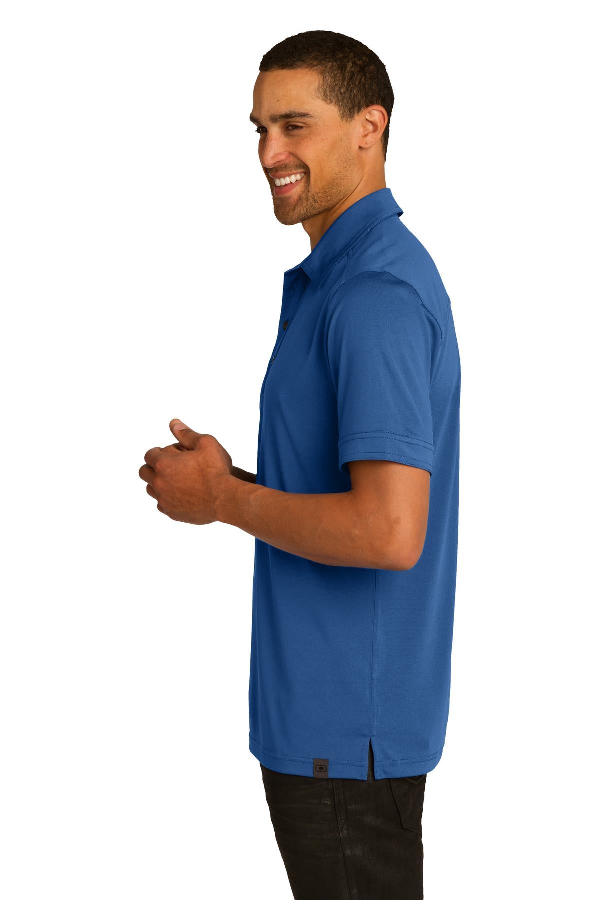 DISCONTINUED OGIO Leveler Polo. OG119 - Blue Steel - side