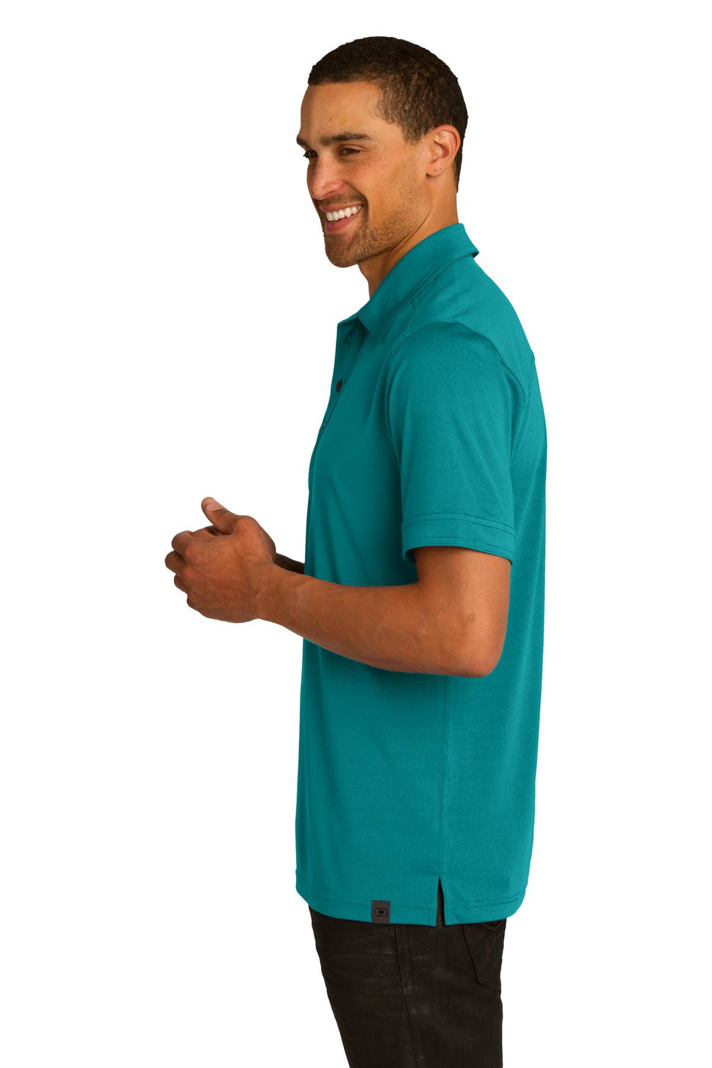 DISCONTINUED OGIO Leveler Polo. OG119 - Teal Spark - side