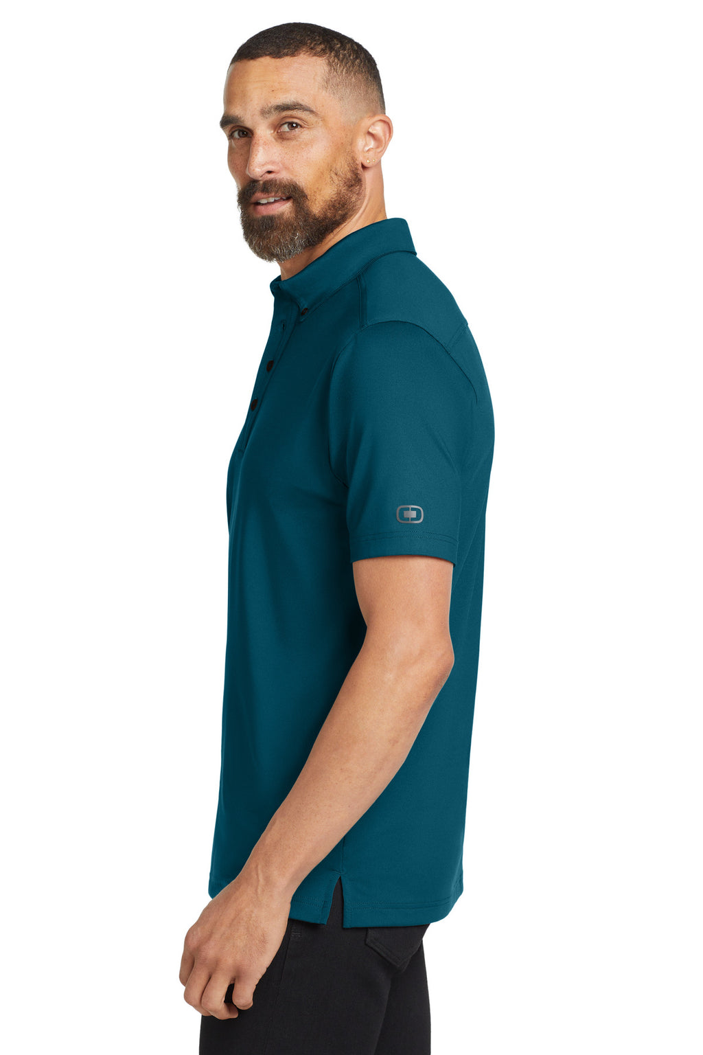 OGIO Gauge Polo. OG122 - Teal Throttle - side
