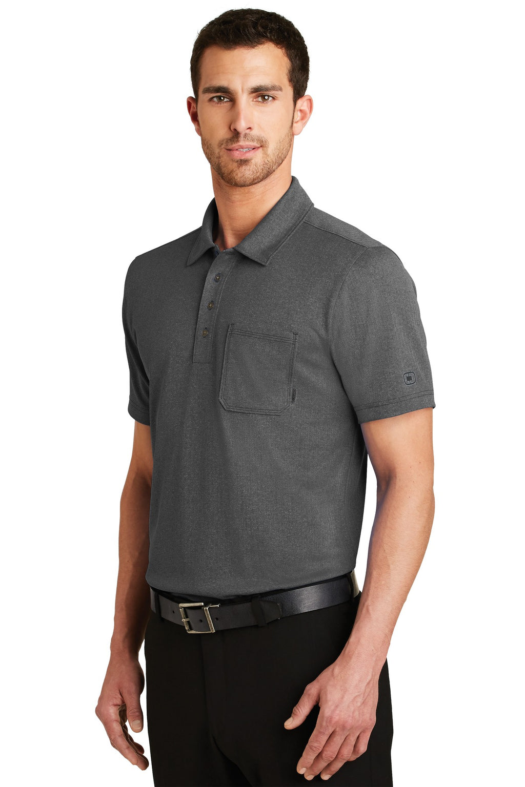 DISCONTINUED OGIO Express Polo. OG129 - Blacktop Herringbone - three_q