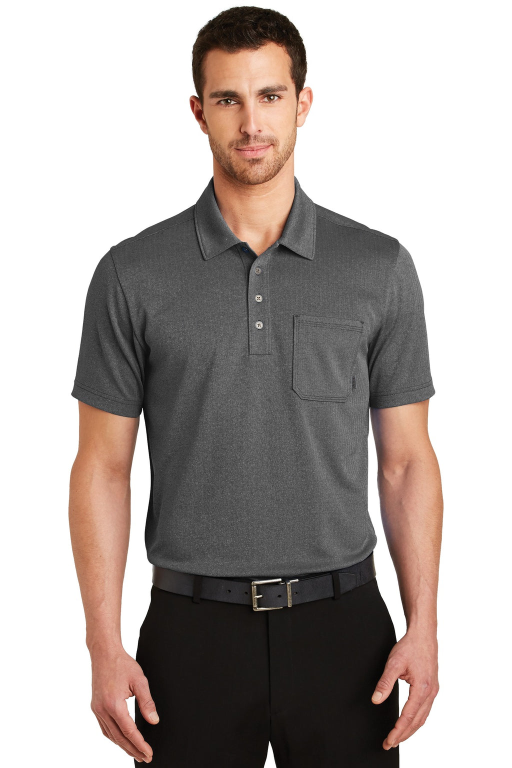 DISCONTINUED OGIO Express Polo. OG129 - Blacktop Herringbone - front
