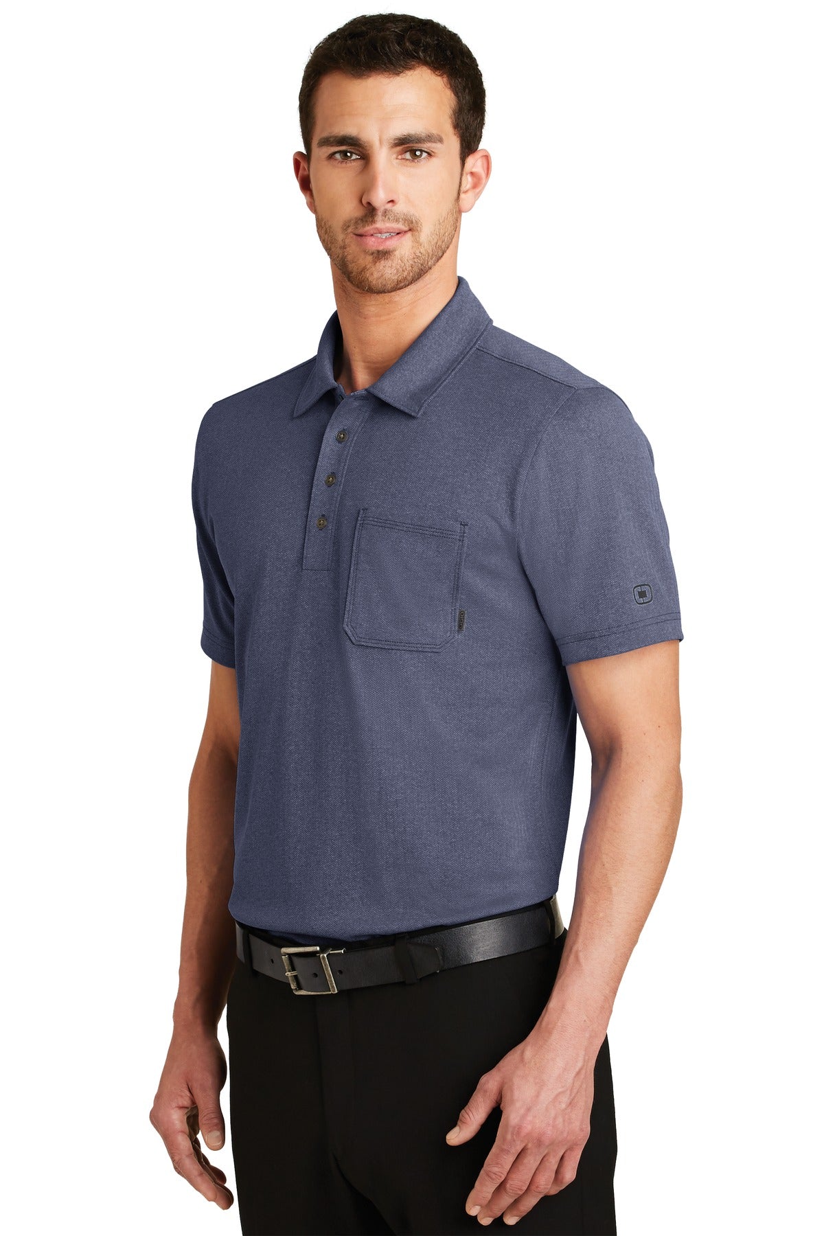DISCONTINUED OGIO Express Polo. OG129 - Blueprint Herringbone - three_q