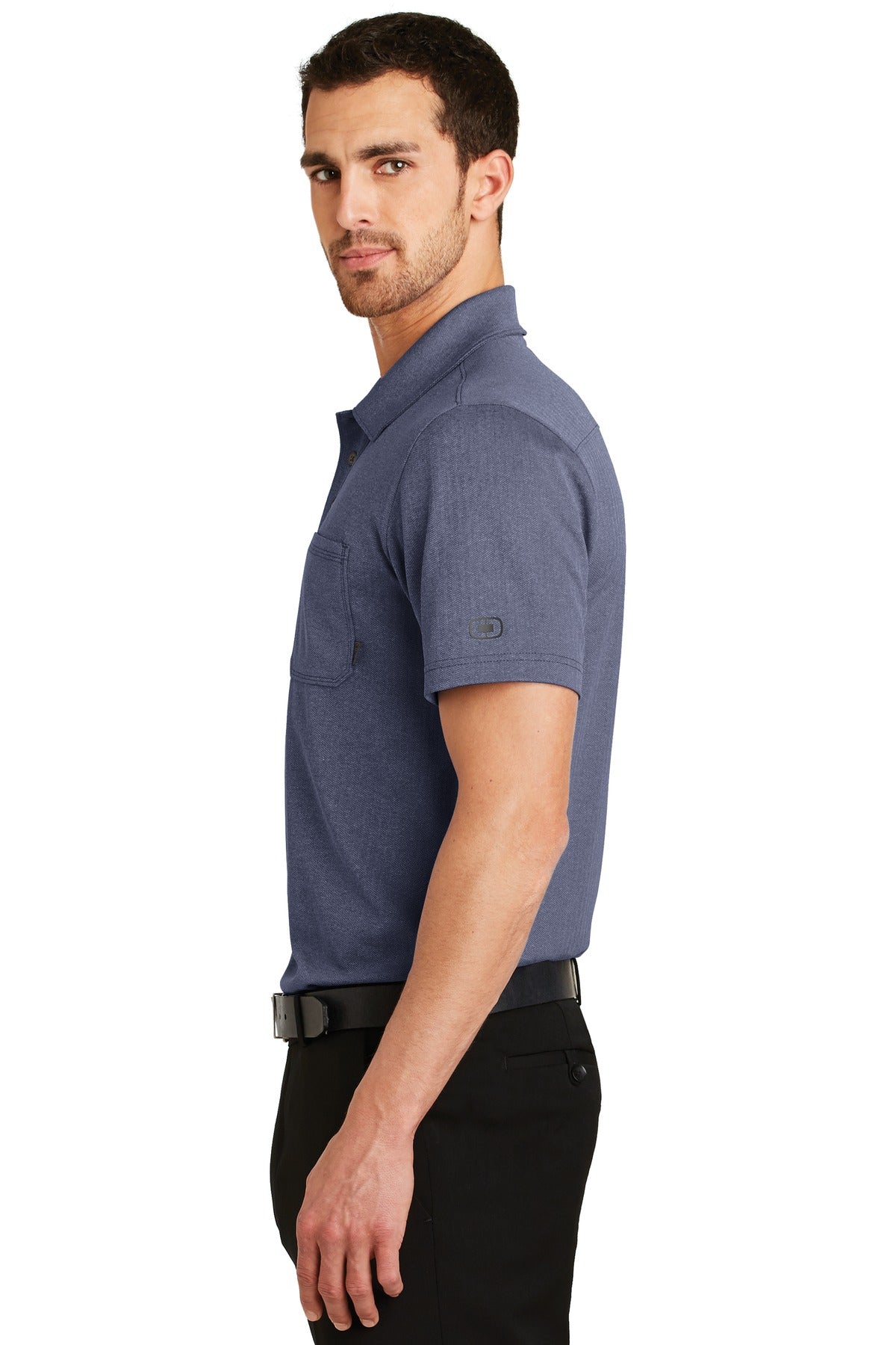 DISCONTINUED OGIO Express Polo. OG129 - Blueprint Herringbone - side