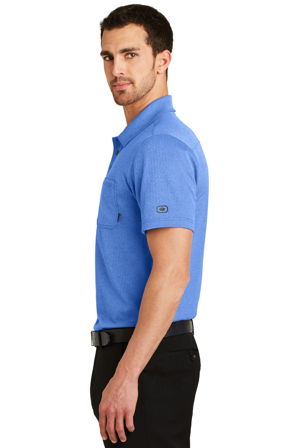 DISCONTINUED OGIO Express Polo. OG129 - Electric Blue Herringbone - side